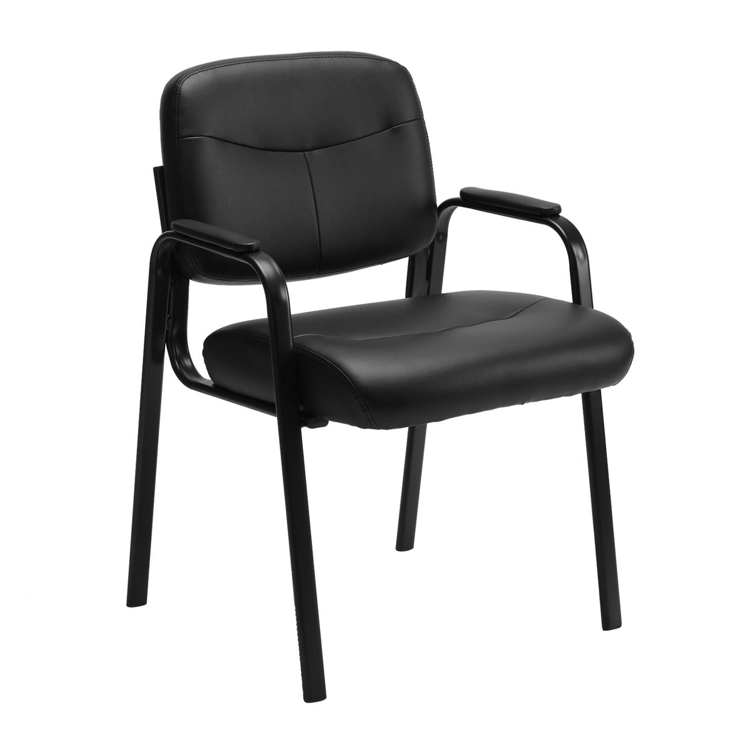 CONCETTA PU Leather Waiting Room Reception Chair 1 Pack, Padded Arms for Home Office, Black