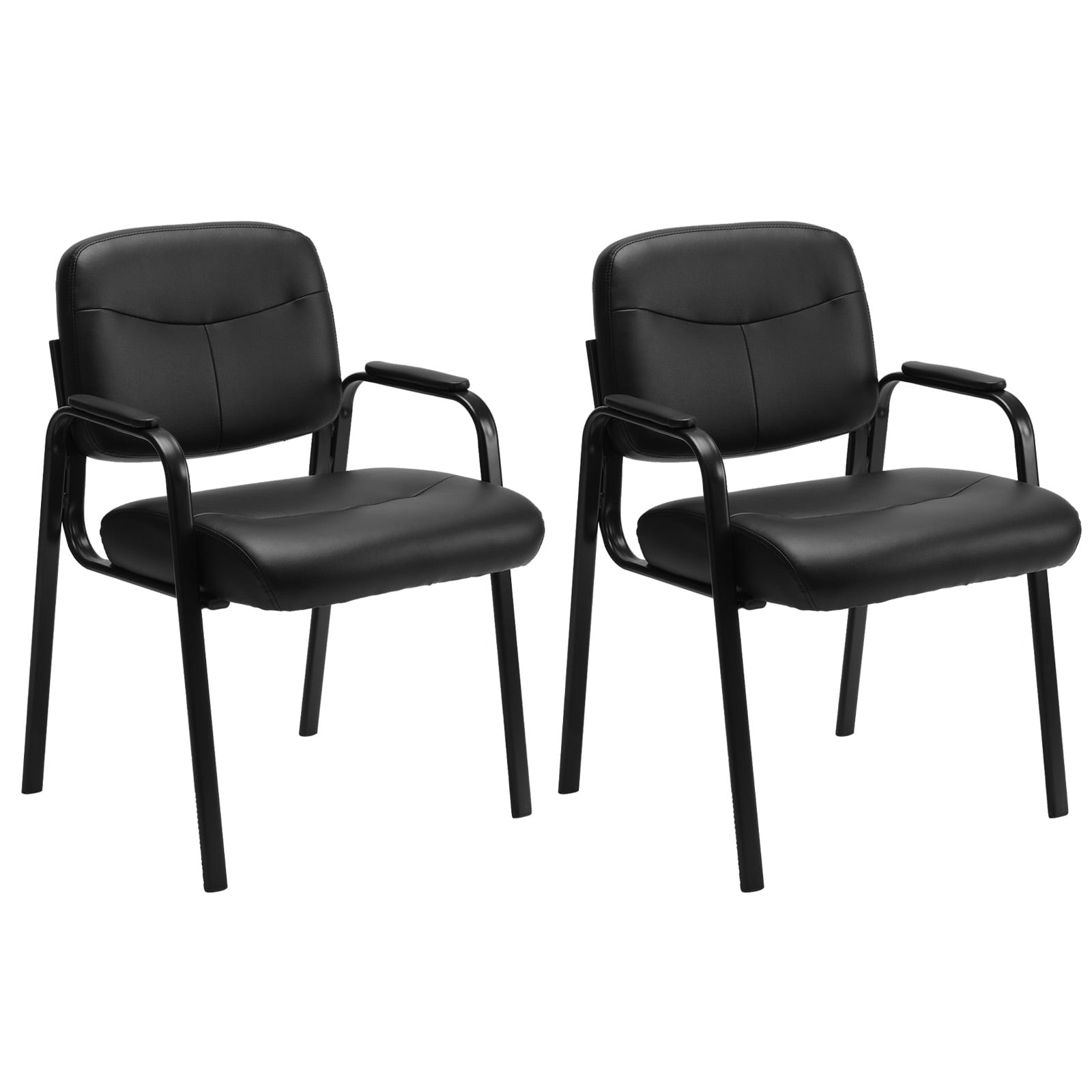 CONCETTA PU Leather Waiting Room Reception Chair 2 Pack, Padded Arms for Home Office, Black
