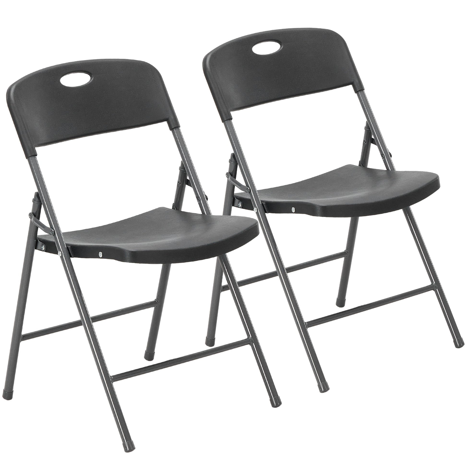 CONCETTA Silla Plegable de PlÃ¡stico de 2, Capacidad de Carga de 375 Lb, Ligera para Interior/exterior, Negra