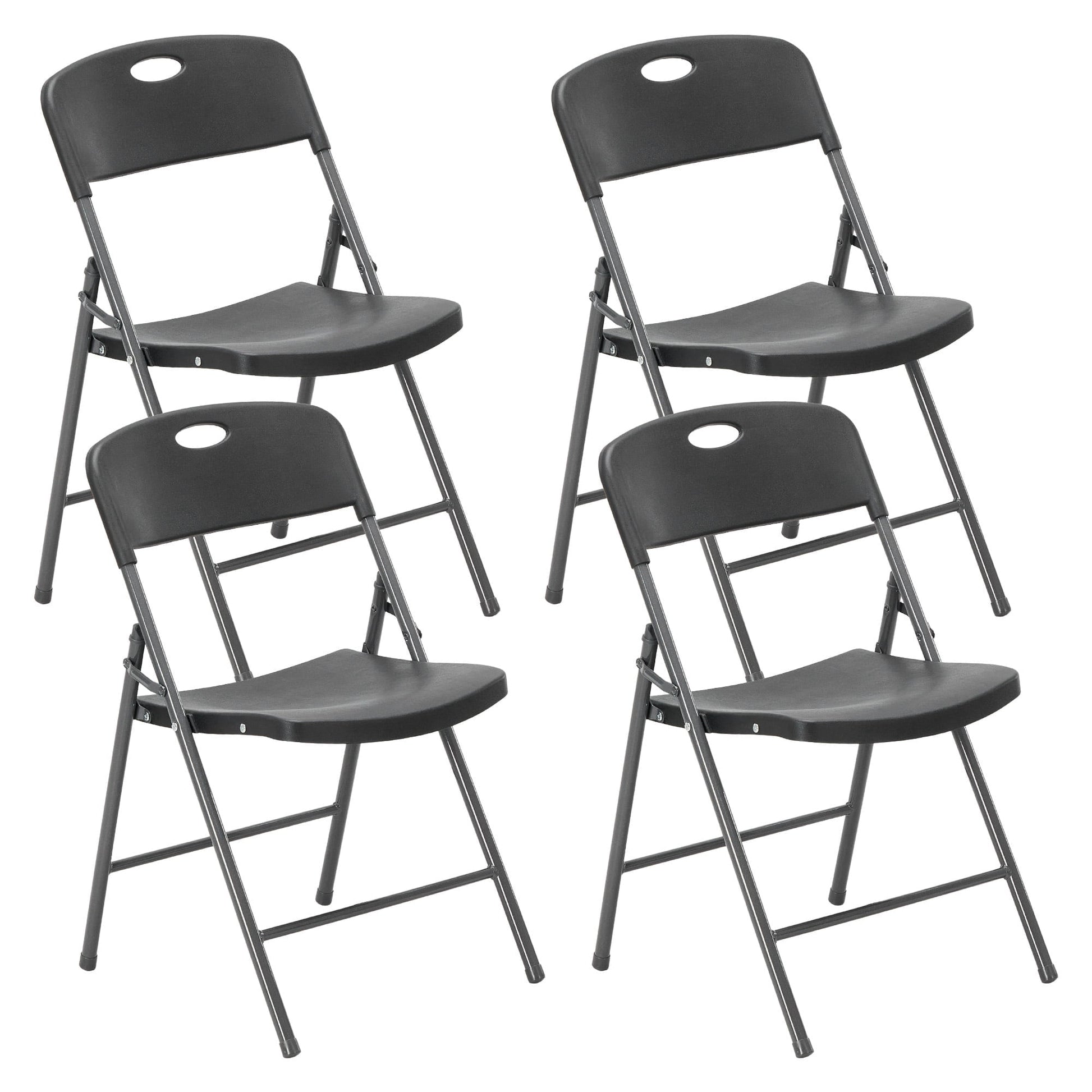 CONCETTA Plastic Folding Chair Of 4, 375LB Load Capacity, Lightweight for Indoor/Outdoor, Black