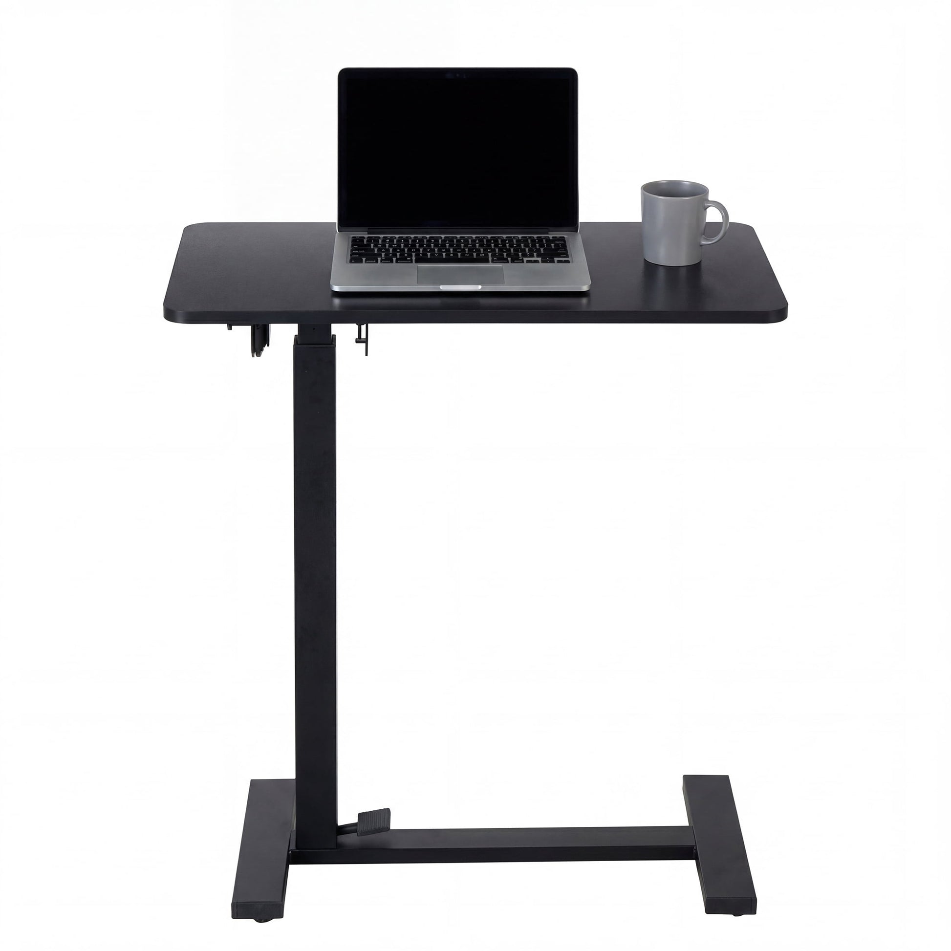 CONCETTA Overbed Table with Wheels Mobile Standing Desk, Adjustable height, Double-Sided Flip, Saves Space for Office, Classroom, Black