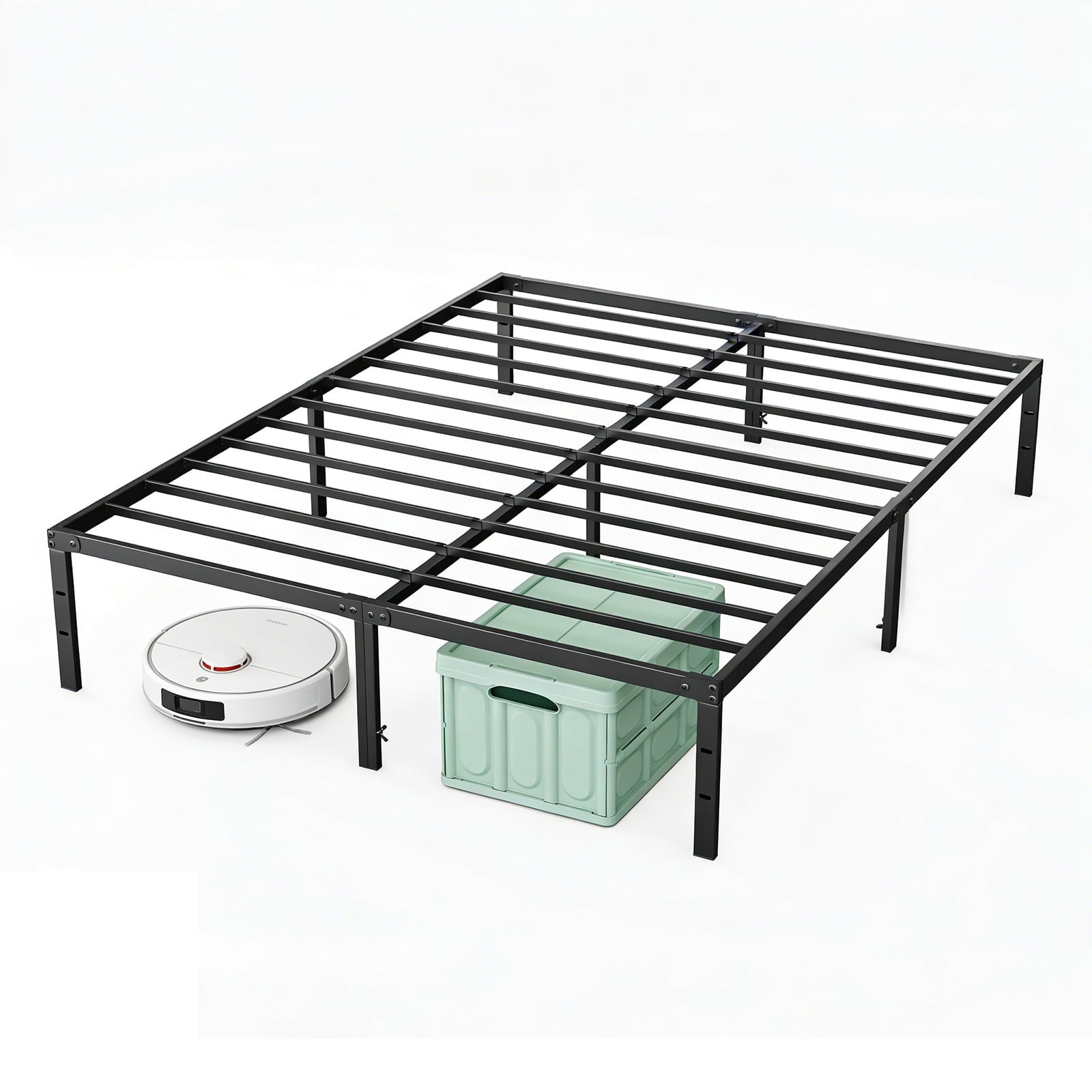 CONCETTA metal bed frame with Storage Space, Heavy Duty Platform Foundation, No Box Spring Needed, 12 inch,Full
