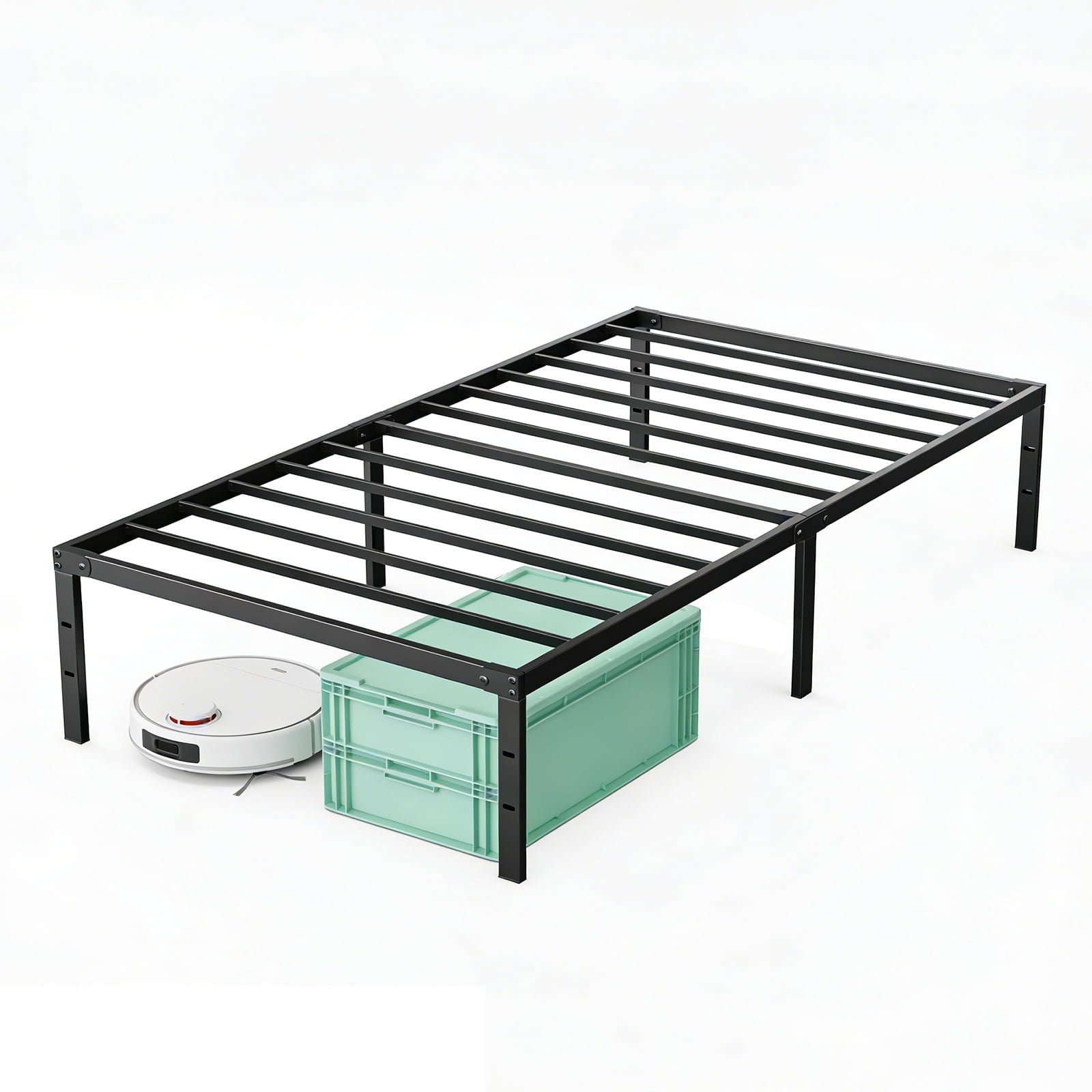 CONCETTA metal bed frame with Storage Space, Heavy Duty Platform Foundation, No Box Spring Needed, 12 inch,Twin-XL