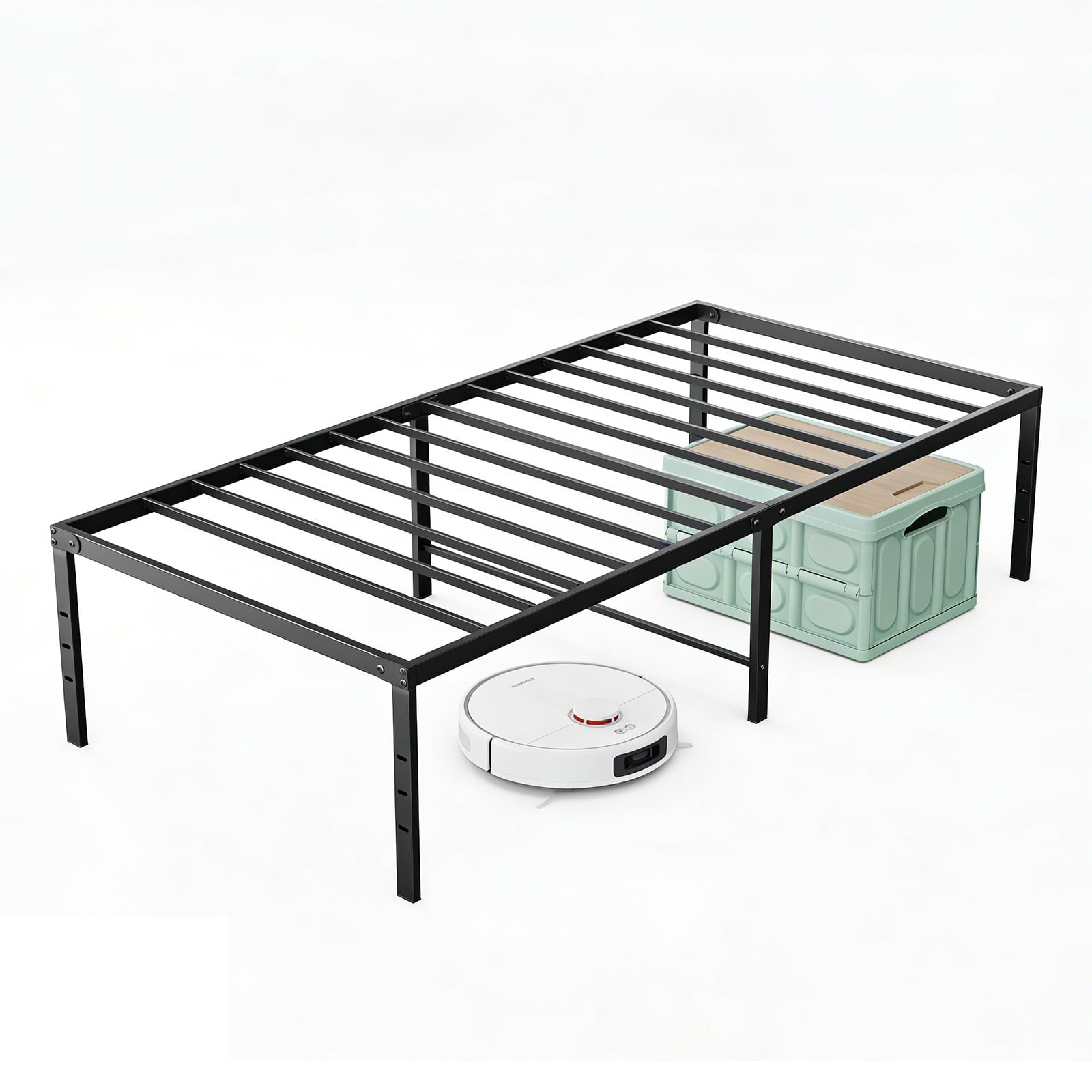 CONCETTA metal bed frame with Storage Space, Heavy Duty Platform Foundation, No Box Spring Needed, 16 inch,Twin