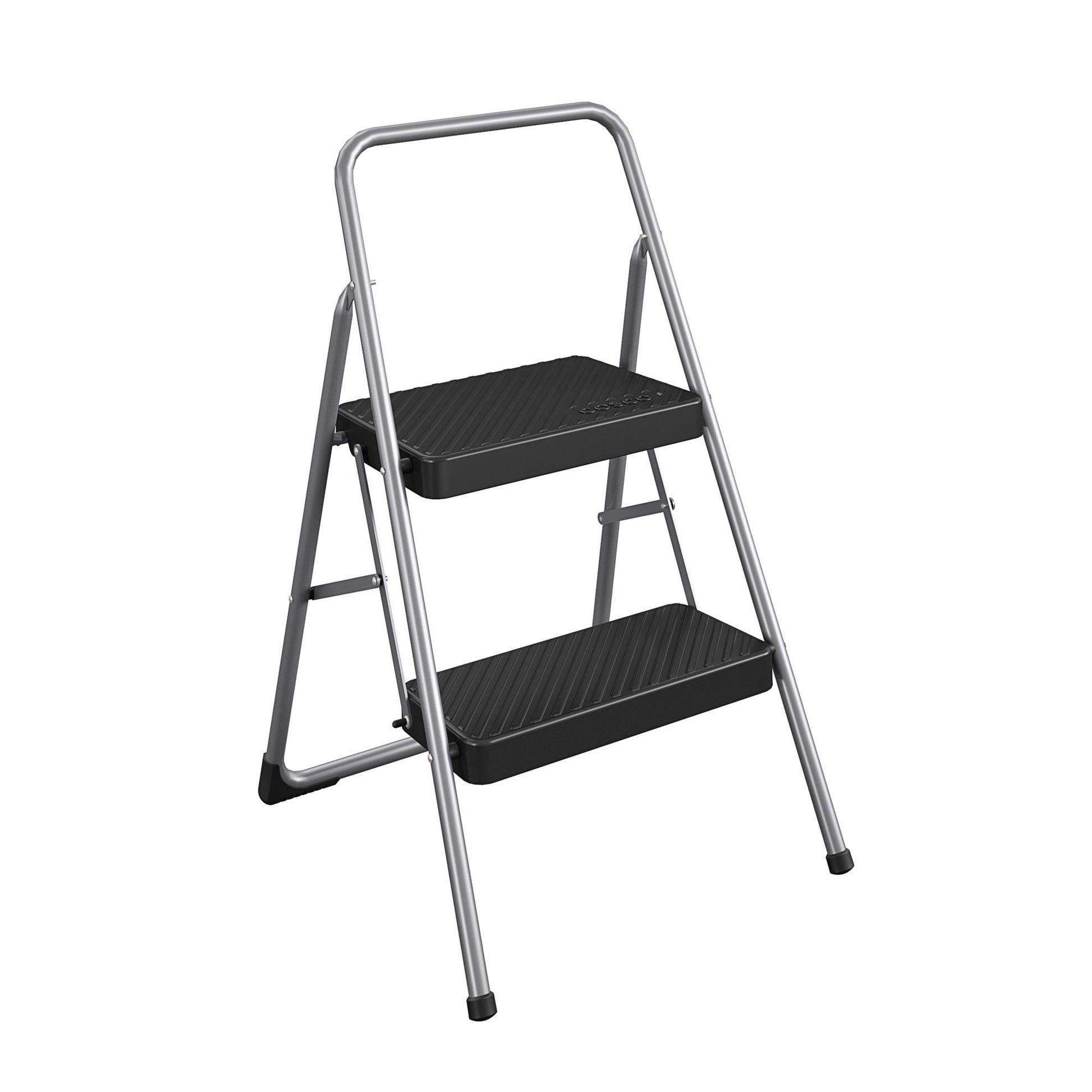 COSCO 2-Step Household Folding Steel Step Stool, ANSI Type 3, 200 lb Weight Capacity, Platinum