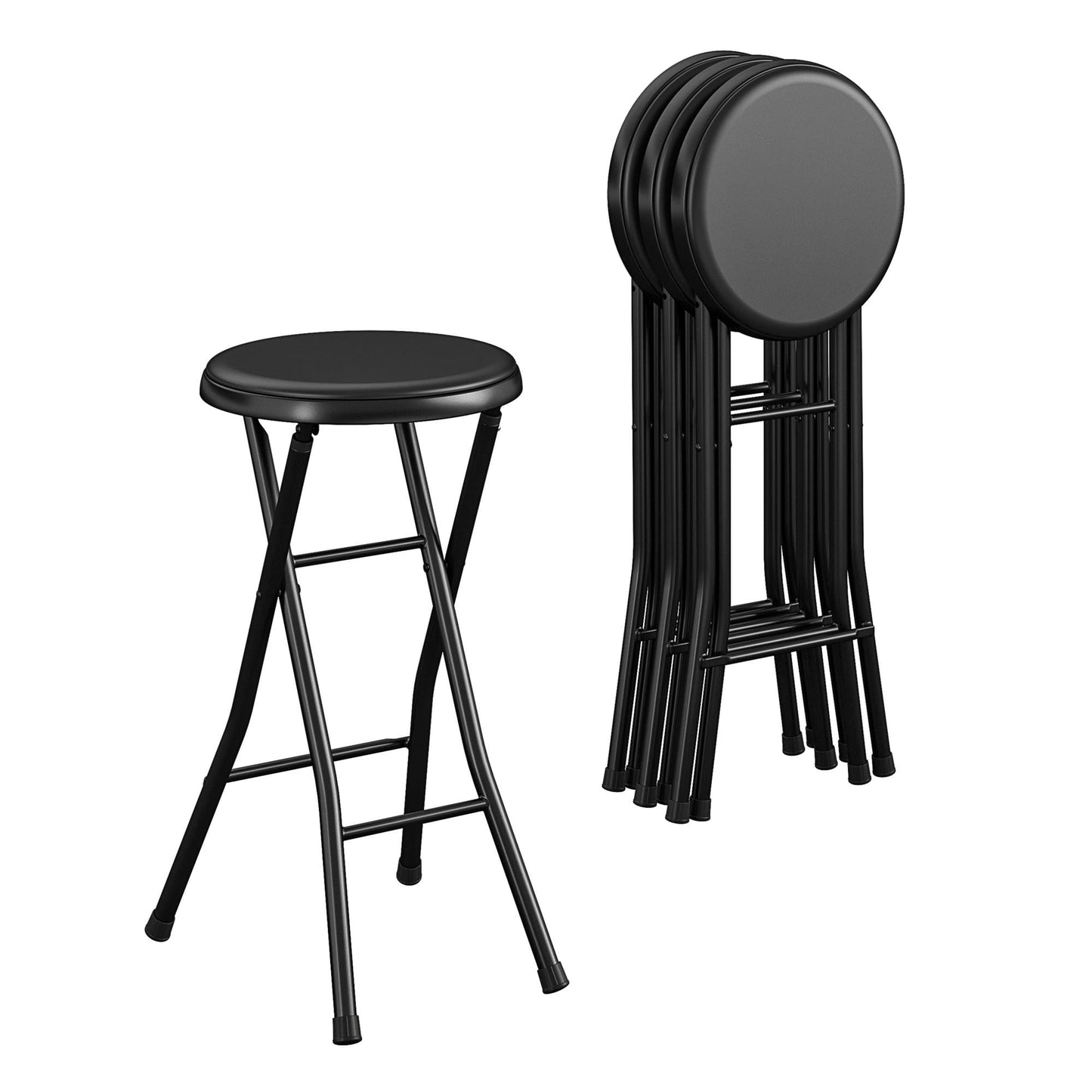 COSCO 24" Vinyl Padded Folding Stool, Black, 4-Pack