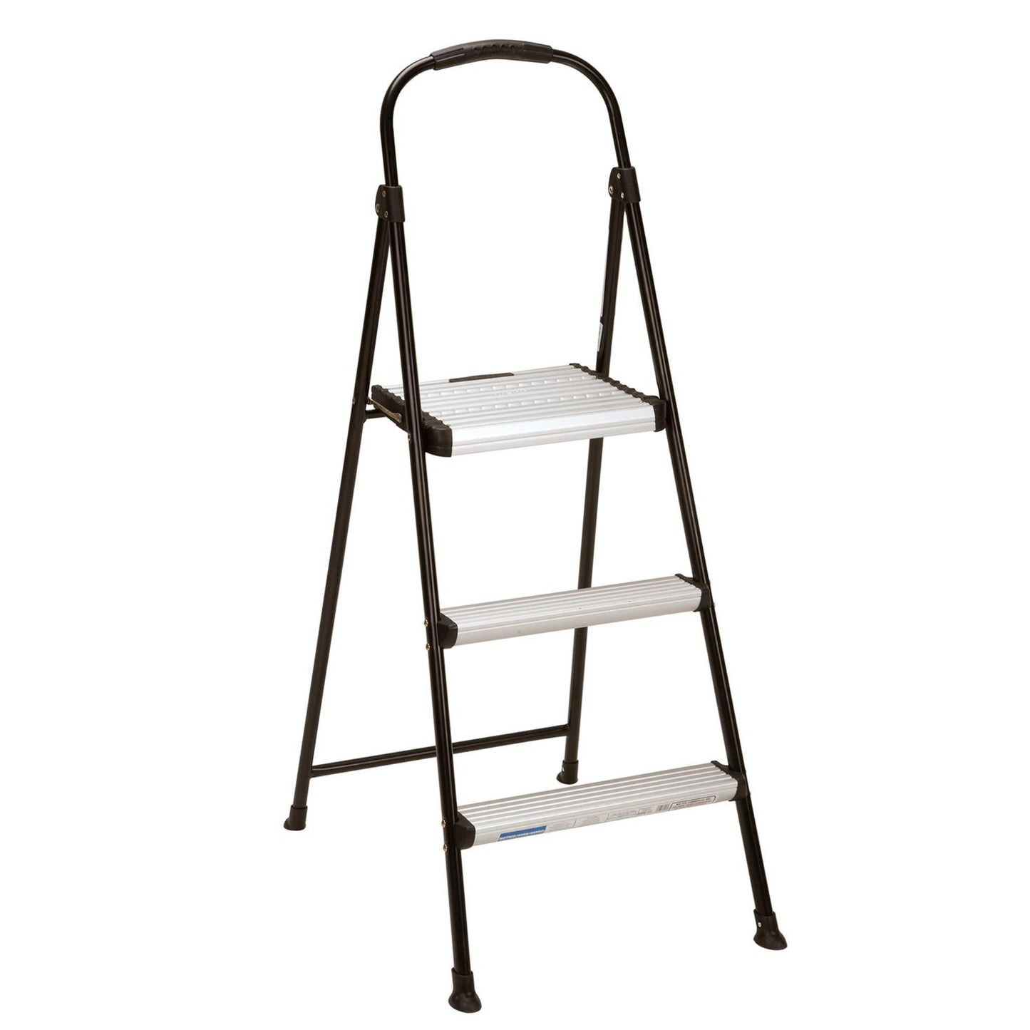 COSCO 3-Step Folding Step Stool with Rubber Hand Grip, 8 Ft. 10 in. Max Reach (Black)