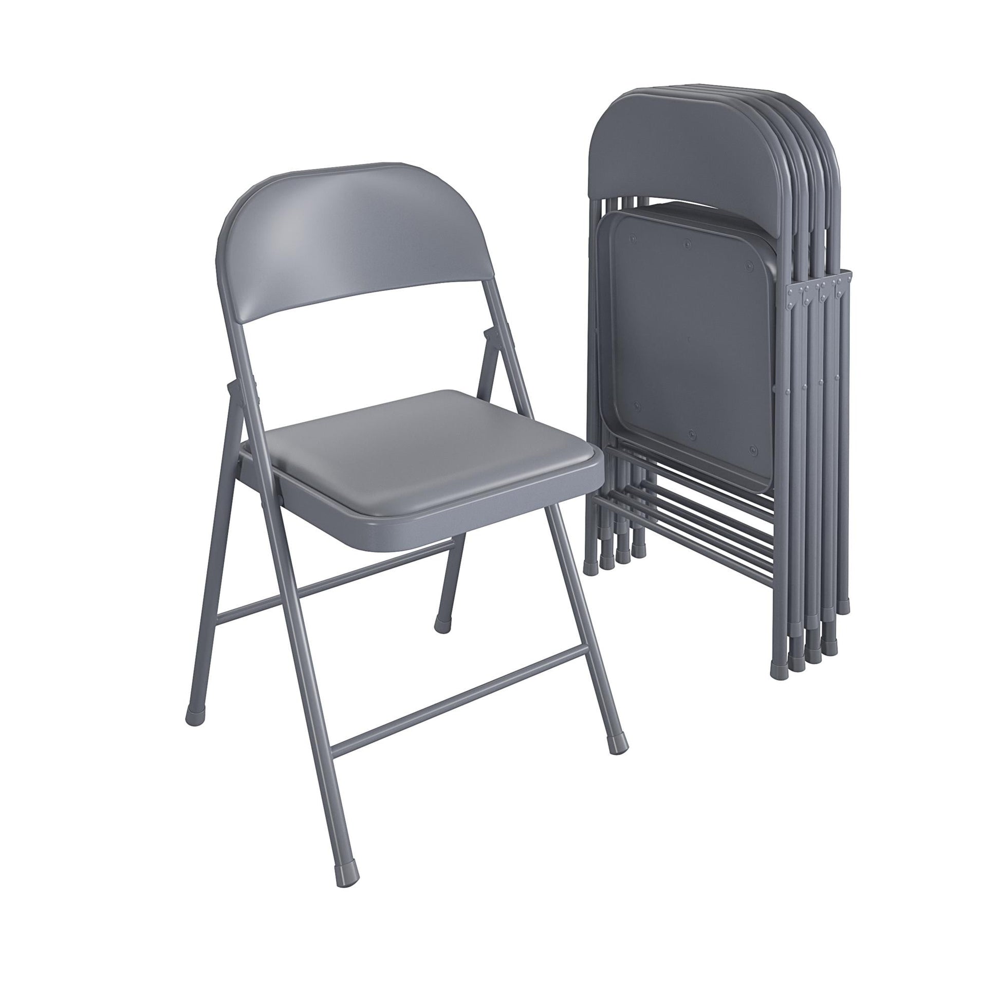 COSCO Silla Plegable SmartFold de Vinilo, Paquete de 4, Gris