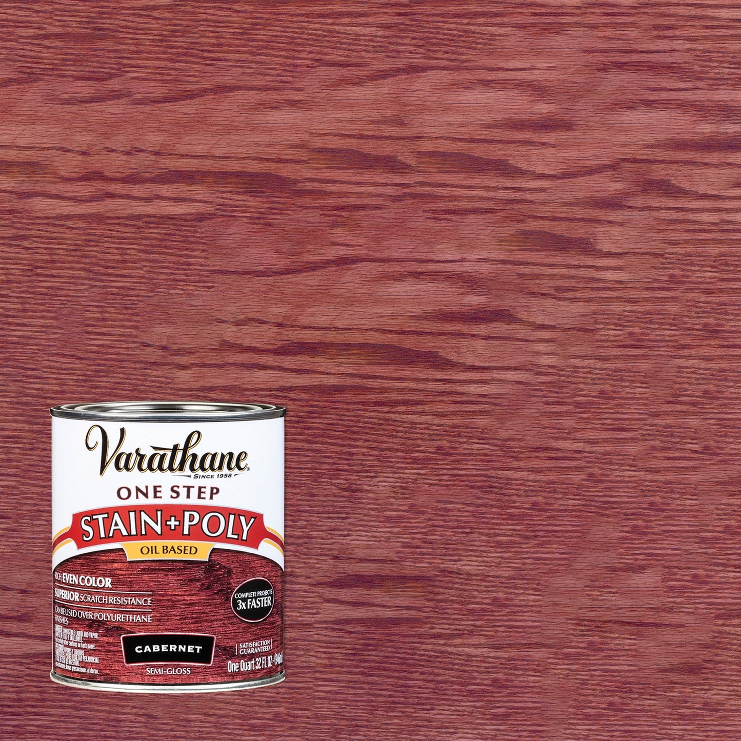 2 Pack, Cabernet, Varathane Stain + Polyurethane Oil-Based, Semi-Gloss -225248H, Quart