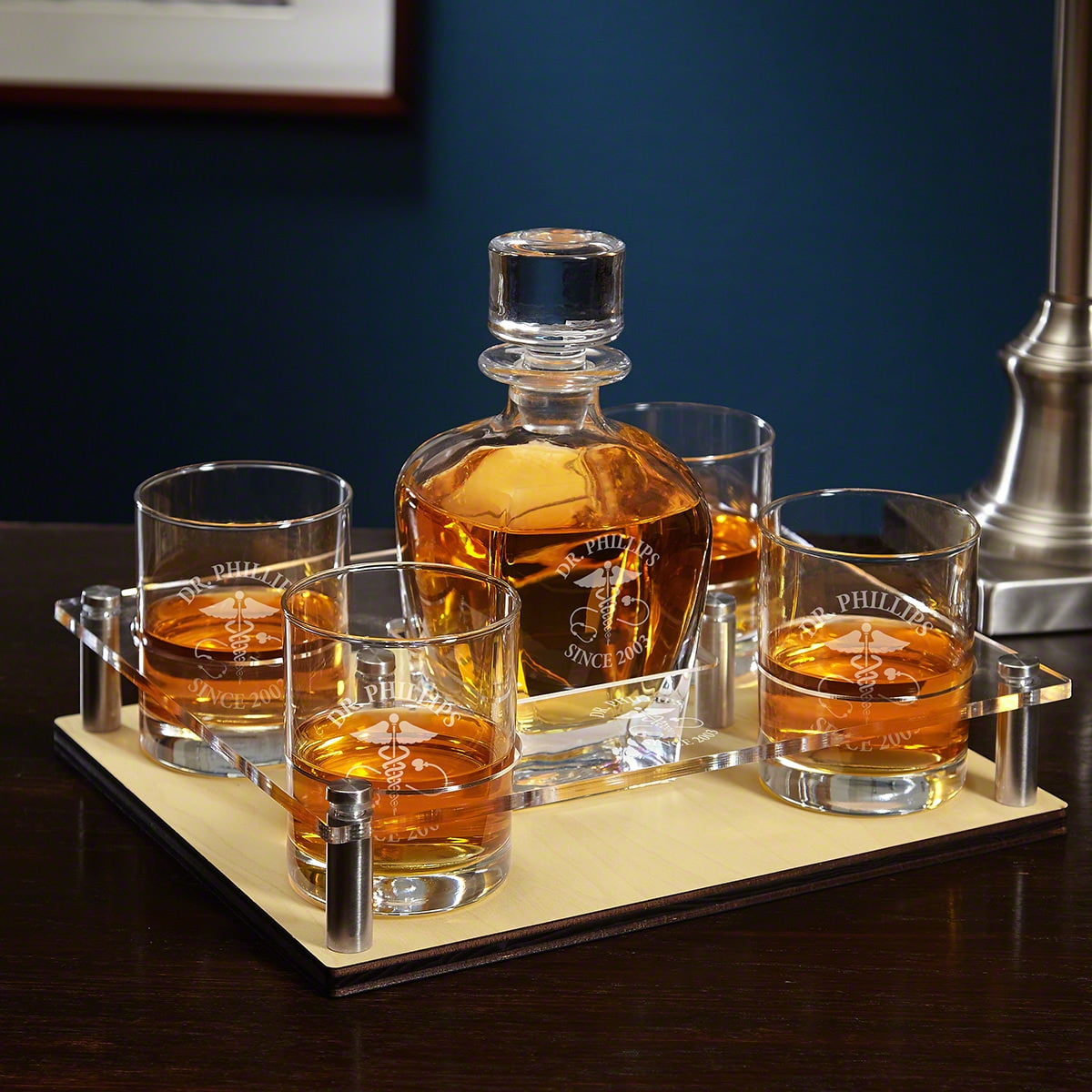Caduceus Custom Draper Whiskey Decanter Presentation Set