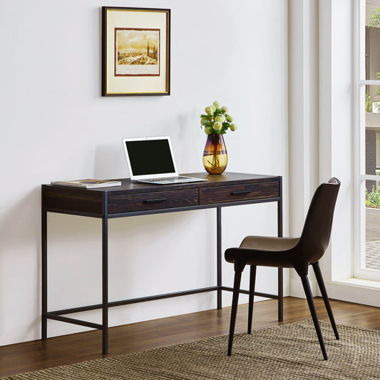 Caffoz 2 Drawer Writing Desk, Dark Brown