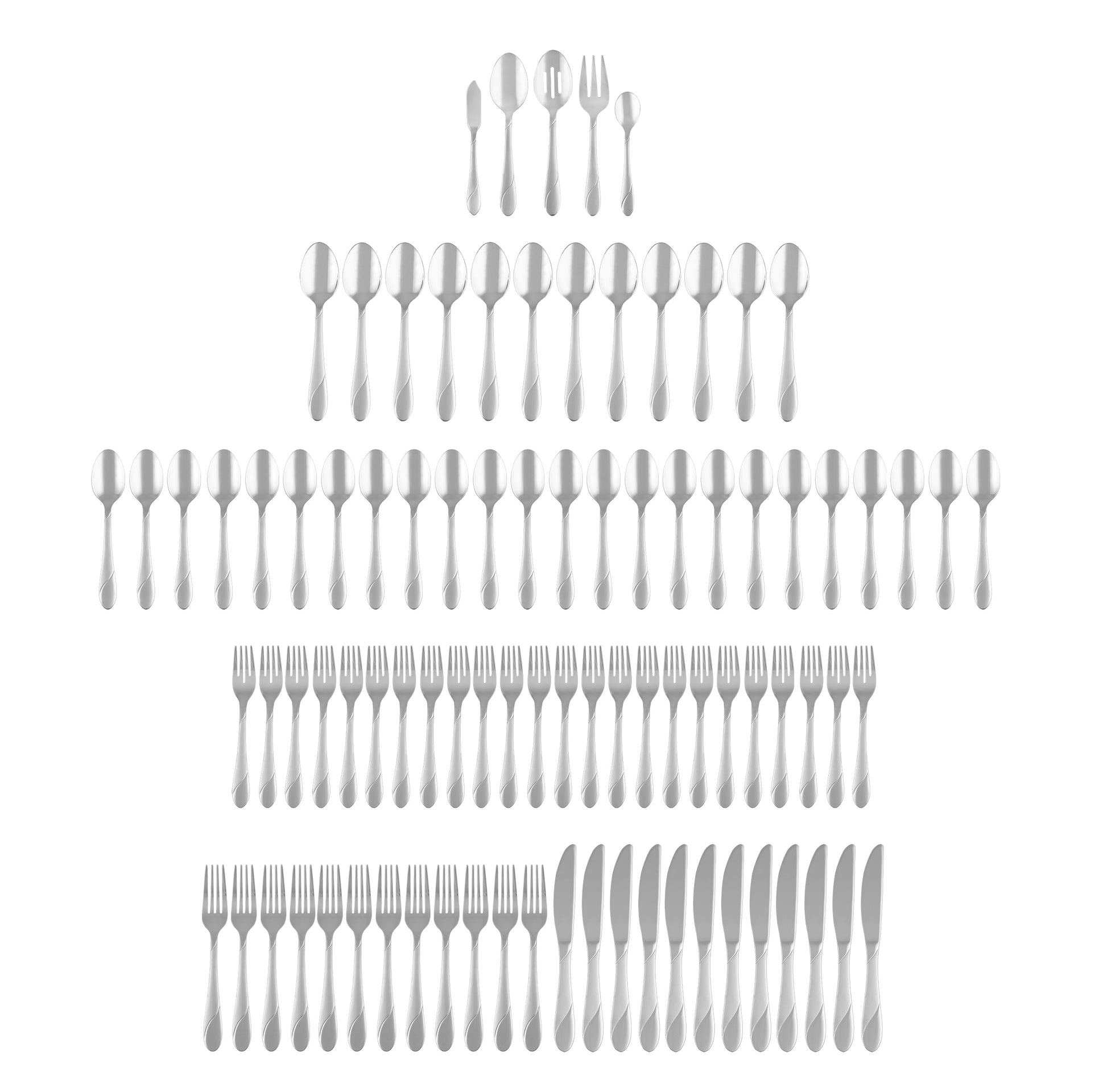 Cambridge Silversmiths Swirl Sand 89-Piece Stainless Steel Flatware Set (Service for 12)