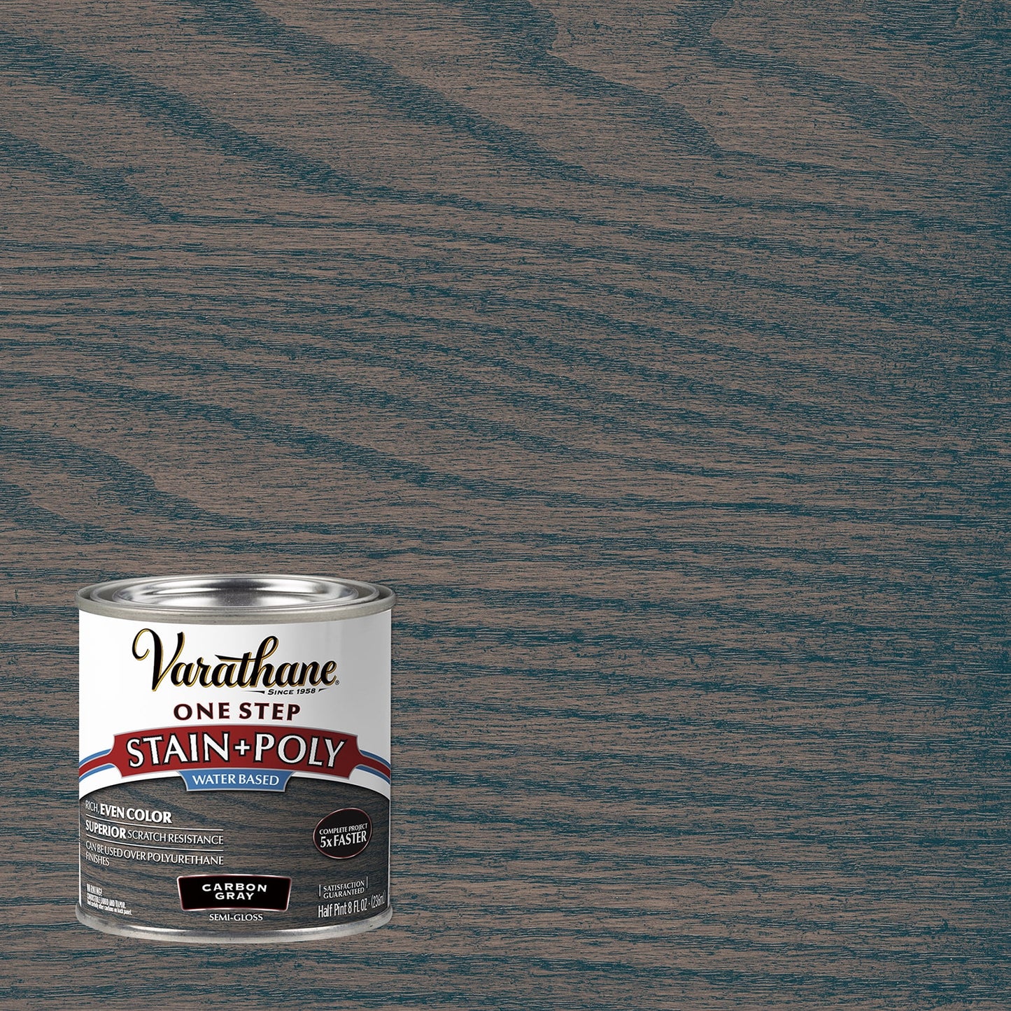 4 Pack, Carbon Gray, Varathane Stain + Polyurethane, Semi-Gloss -384362, Half Pint