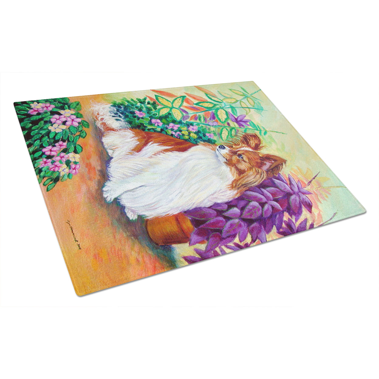 Caroline's Treasures 7274LCB Papillon Glass Cutting Board Large, 12H x 16W, multicolor