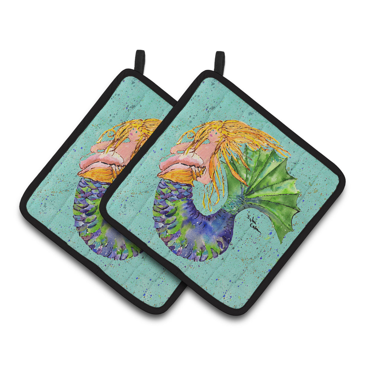 Caroline's Treasures 8336PTHD Mermaid Pair of Pot Holders, 7.5HX7.5W, multicolor