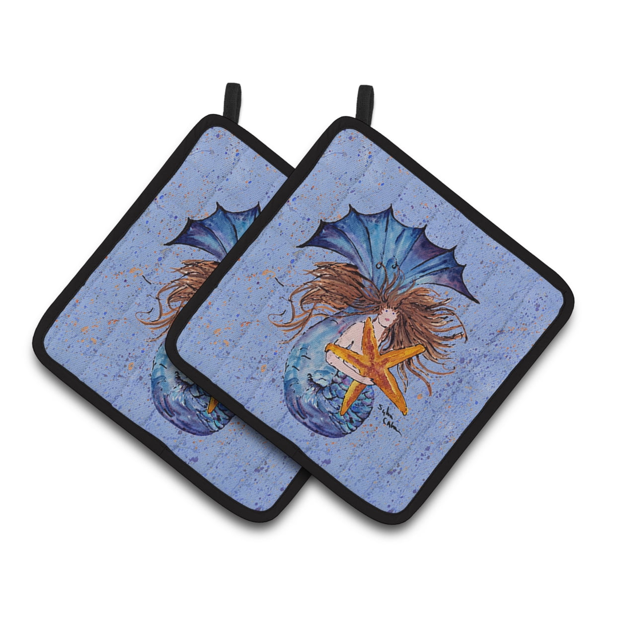 Caroline's Treasures 8337PTHD Mermaid Pair of Pot Holders, 7.5HX7.5W, multicolor
