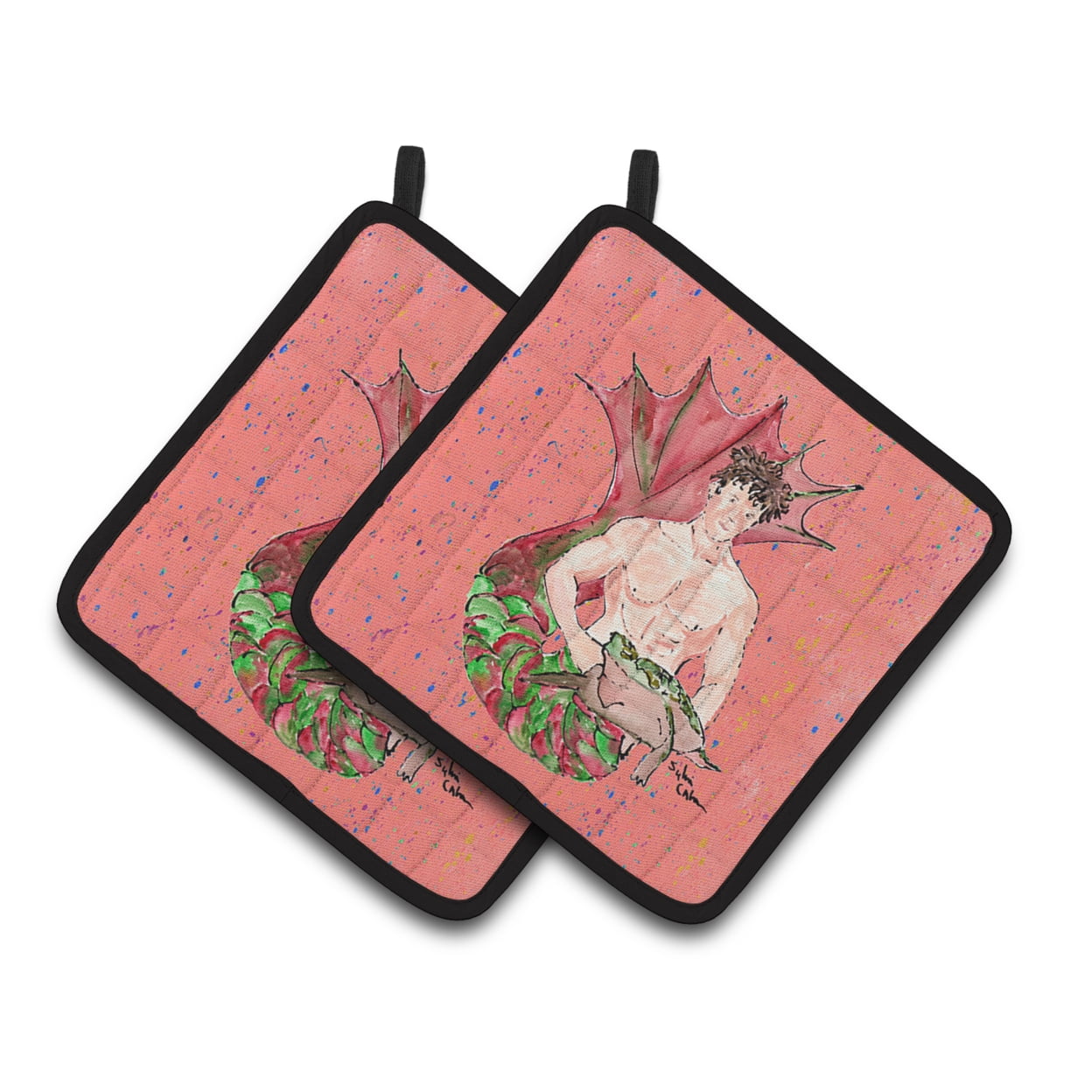 Caroline's Treasures 8348PTHD Merman Pair of Pot Holders, 7.5HX7.5W, multicolor