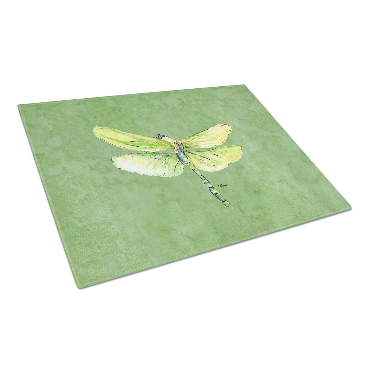 Caroline's Treasures 8864LCB Dragonfly on Avacado Glass Cutting Board Large, 12H x 16W, multicolor
