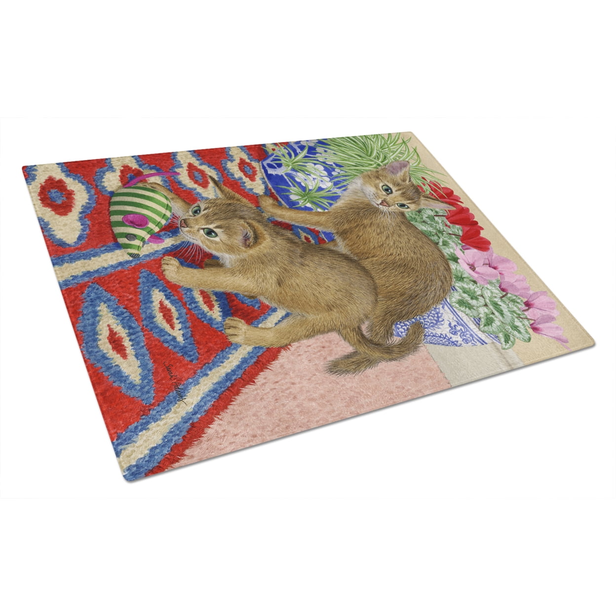 Caroline's Treasures Abyssinian Kitten Glass Cutting Board Large