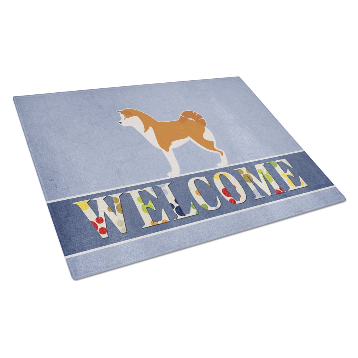 Caroline's Treasures Akita Welcome Glass Cutting Board Large