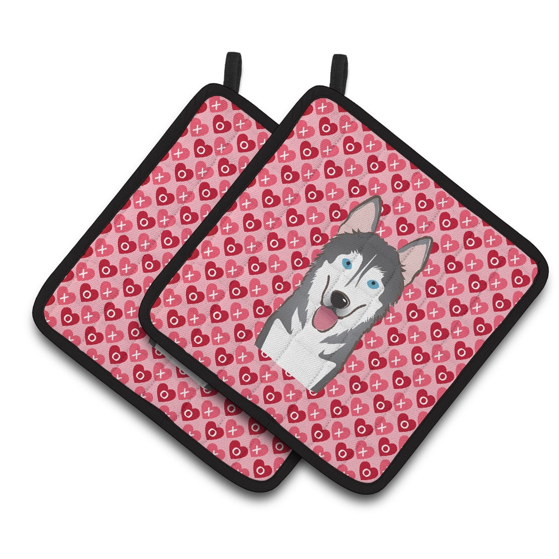 Caroline's Treasures Alaskan Malamute Hearts Pair of Pot Holders