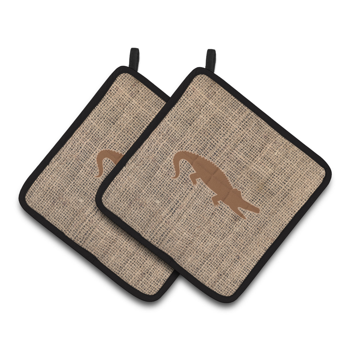 Caroline's Treasures Alligator Faux Burlap and Brown Pair of Pot Holders