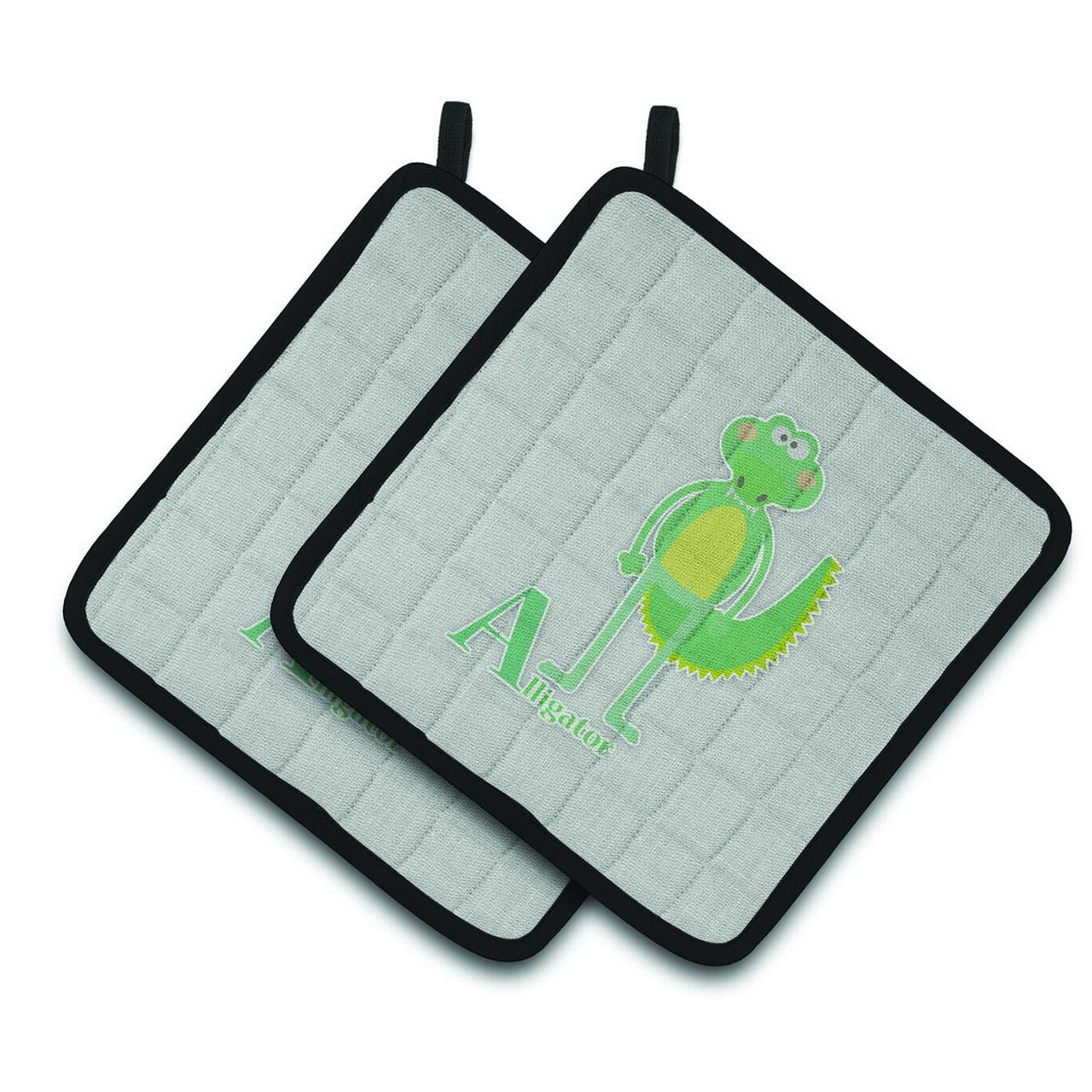 Alphabet A for Alligator Pair of Pot Holders