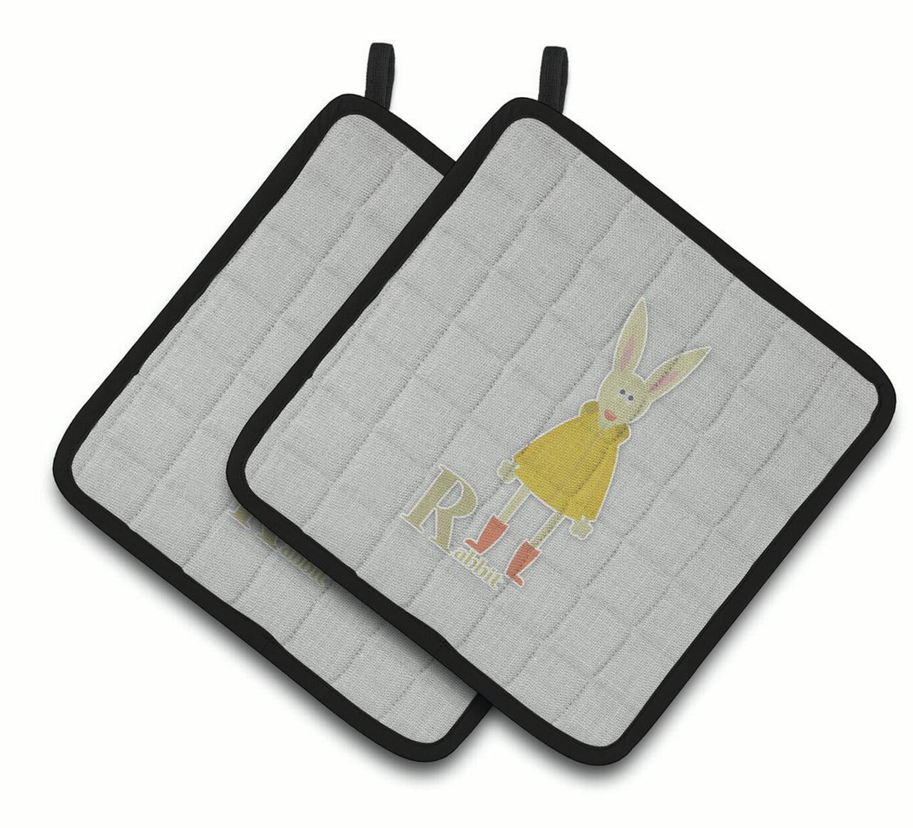 Alphabet R for Rabbit Pair of Pot Holders