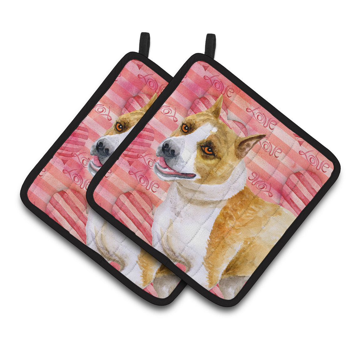 American Staffordshire Love Pair of Pot Holders