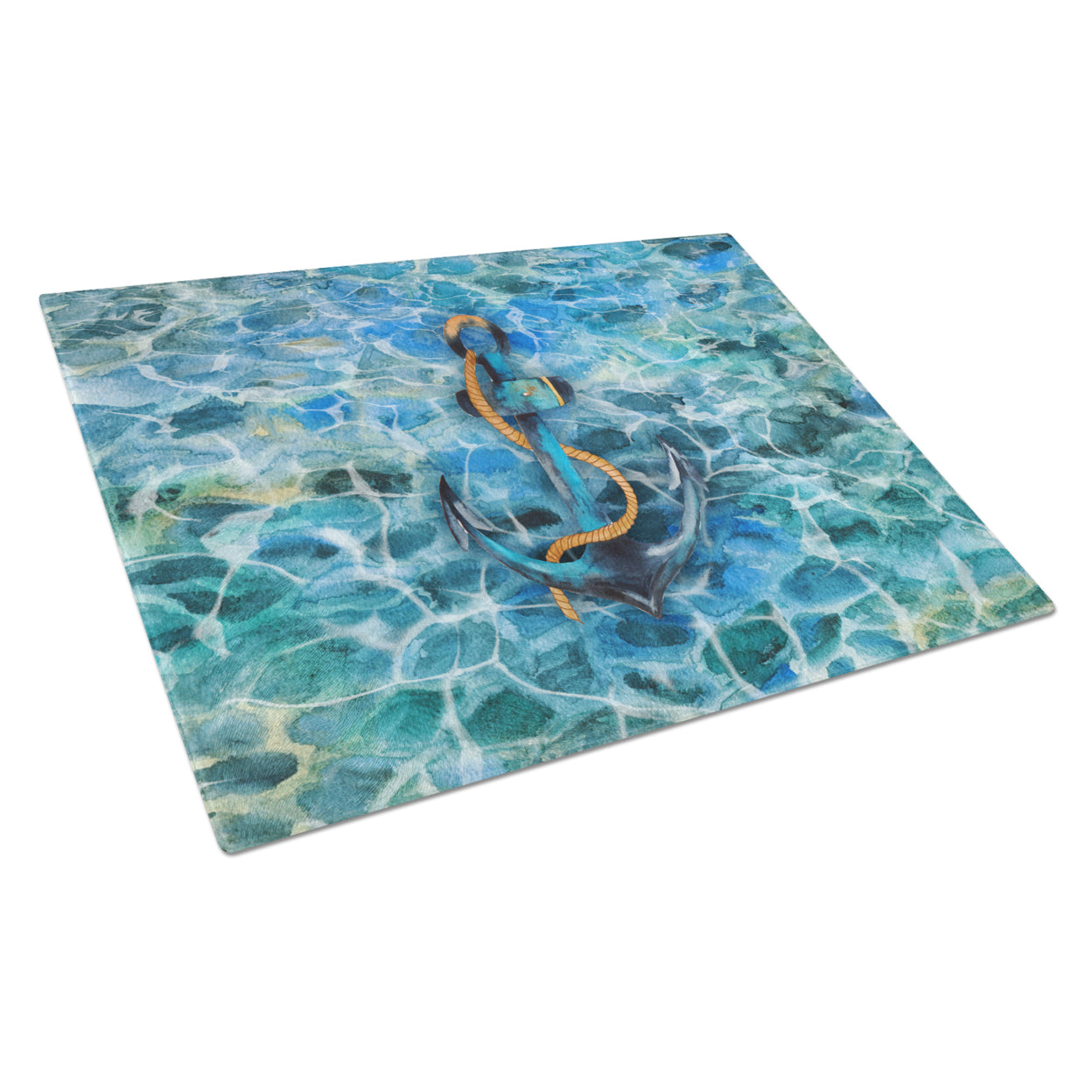 Caroline's Treasures Anchor and Rope Glass Cutting Board Large