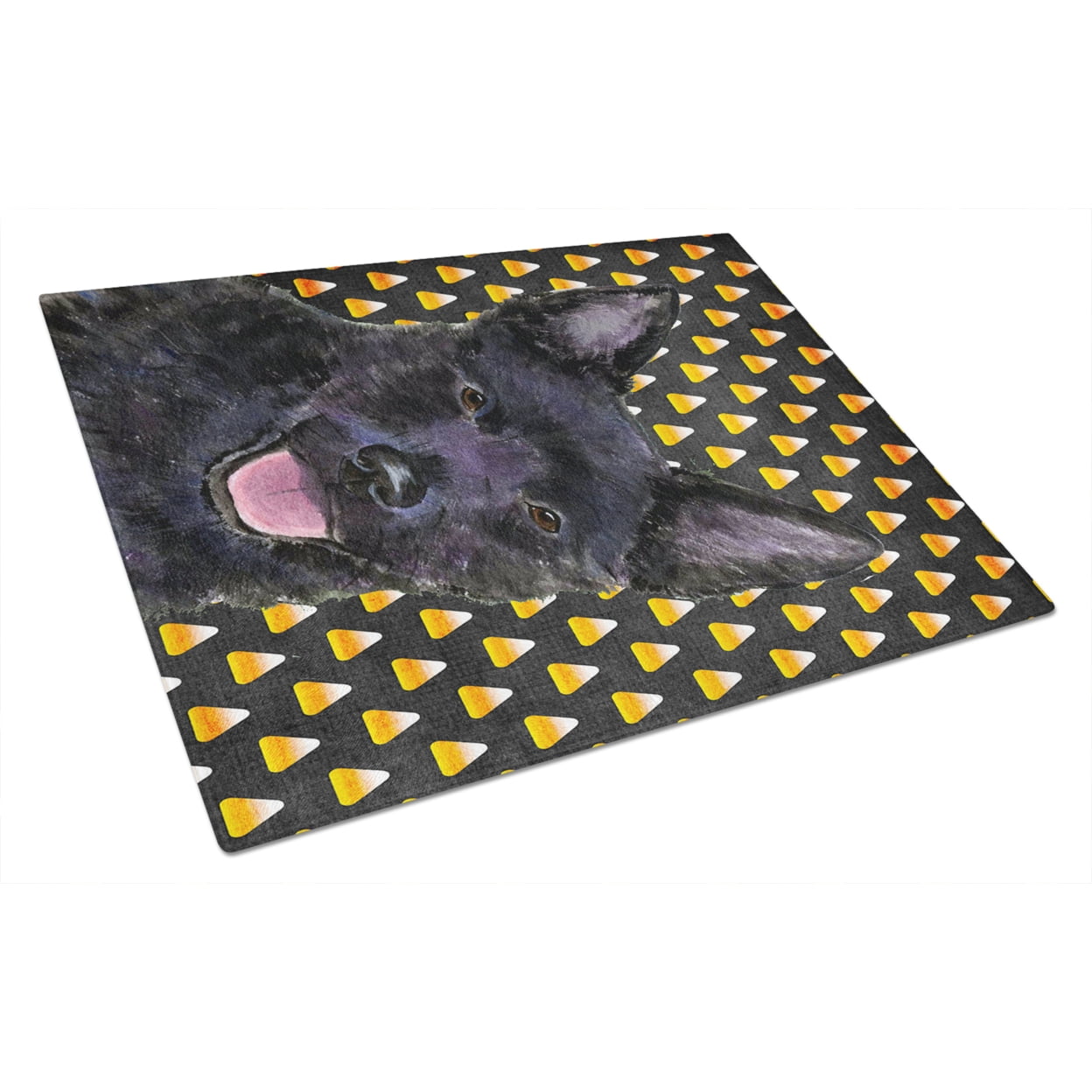 Caroline's Treasures Australian Kelpie Candy Corn Halloween Portrait Glass Cutting Board Large