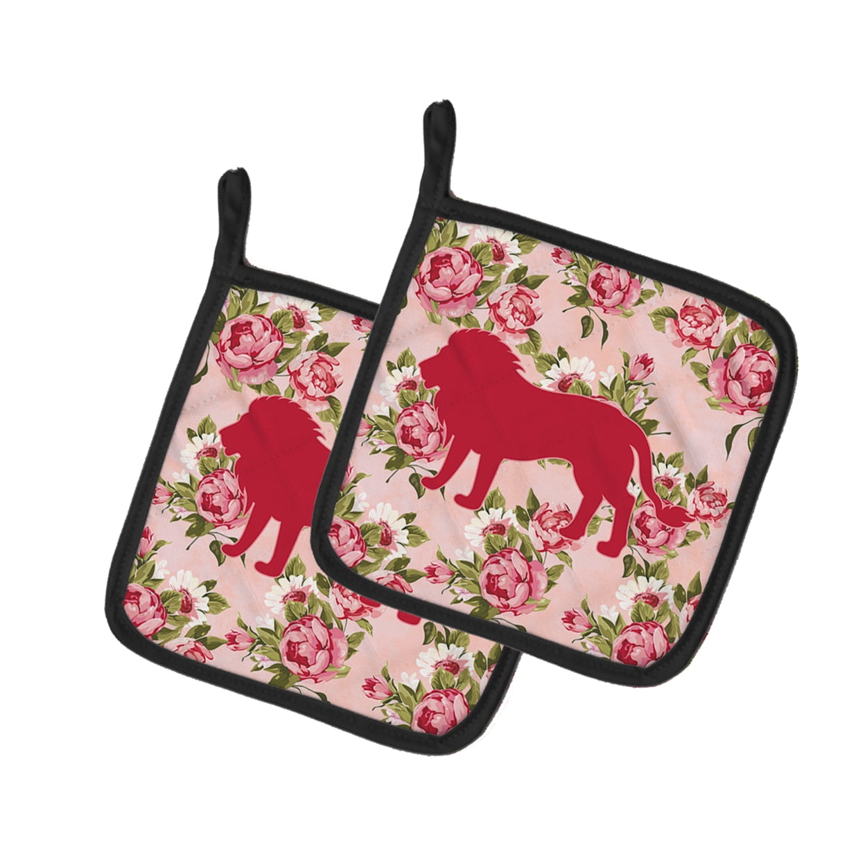 Caroline's Treasures BB1009-RS-PK-PTHD Lion Shabby Chic Pink Roses Pair of Pot Holders , 7.5HX7.5W, multicolor