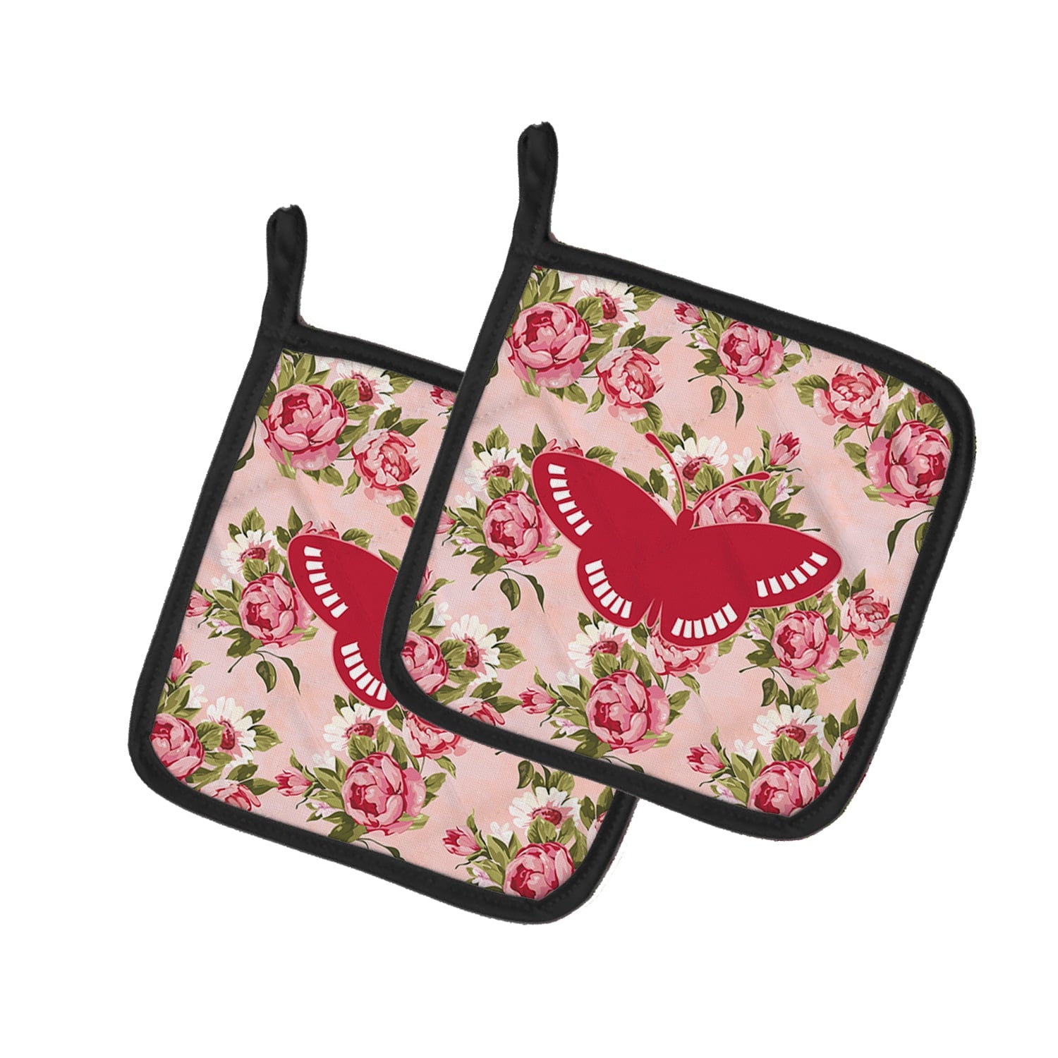 Caroline's Treasures BB1031-RS-PK-PTHD Mariposa Shabby Chic Rosas Par de Portamacetas, 7.5HX7.5W, multicolor