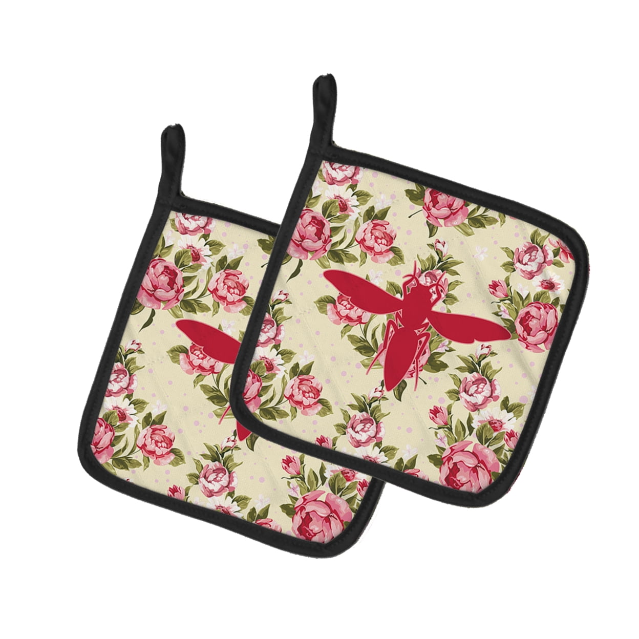 Caroline's Treasures BB1053-RS-YW-PTHD Yellow Jacket Shabby Chic Yellow Roses Pair of Pot Holders , 7.5HX7.5W,