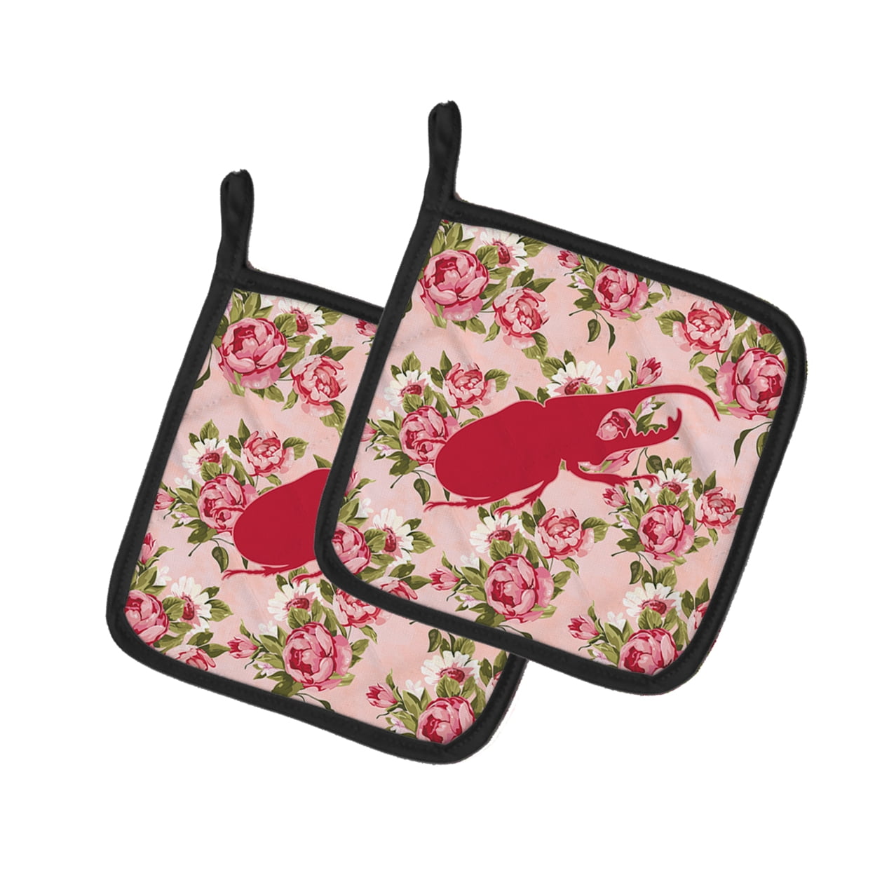 Caroline's Treasures BB1056-RS-PK-PTHD Beetle Shabby Chic Pink Roses Pair of Pot Holders , 7.5HX7.5W, multicolor
