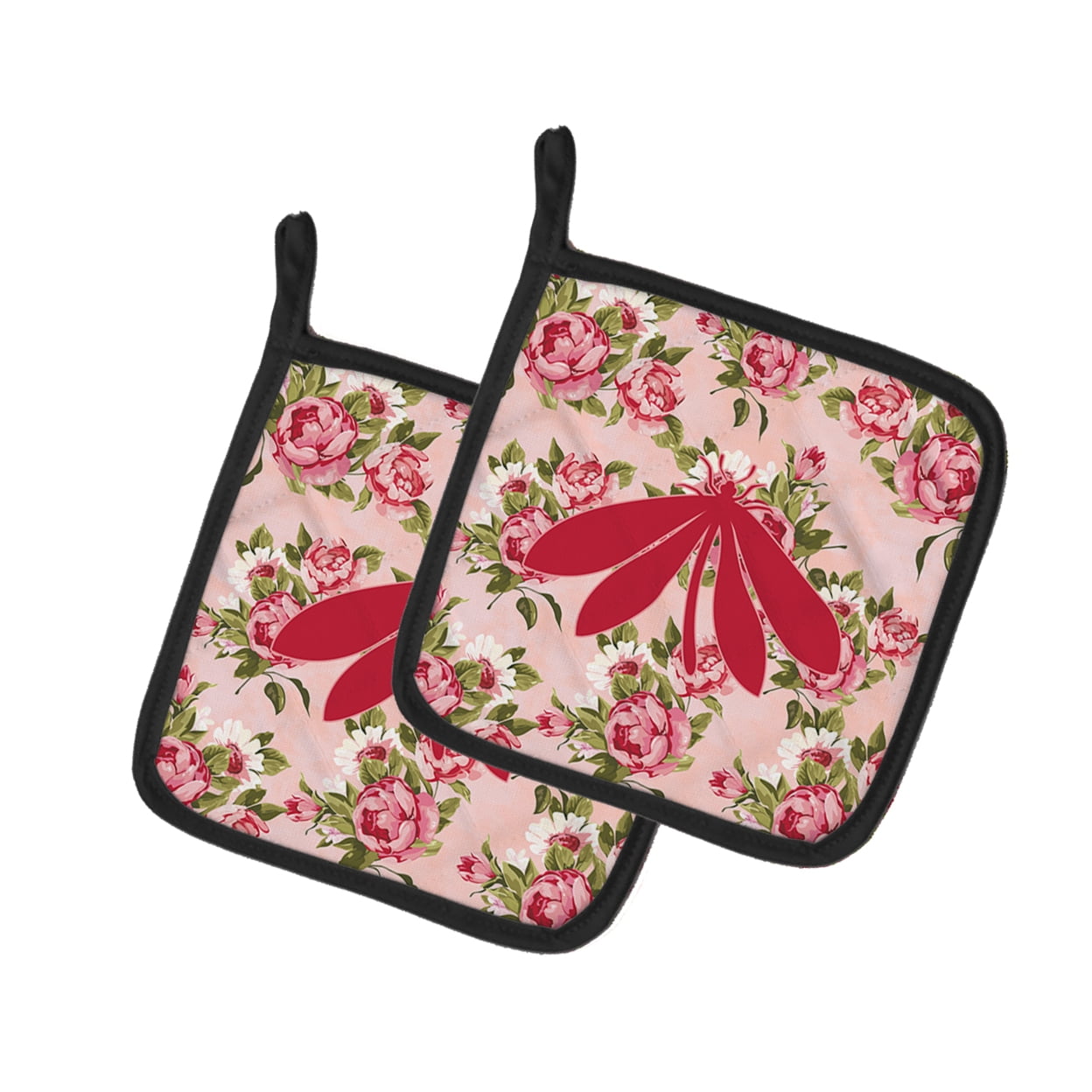 Caroline's Treasures BB1060-RS-PK-PTHD Moth Shabby Chic Pink Roses Pair of Pot Holders , 7.5HX7.5W, multicolor