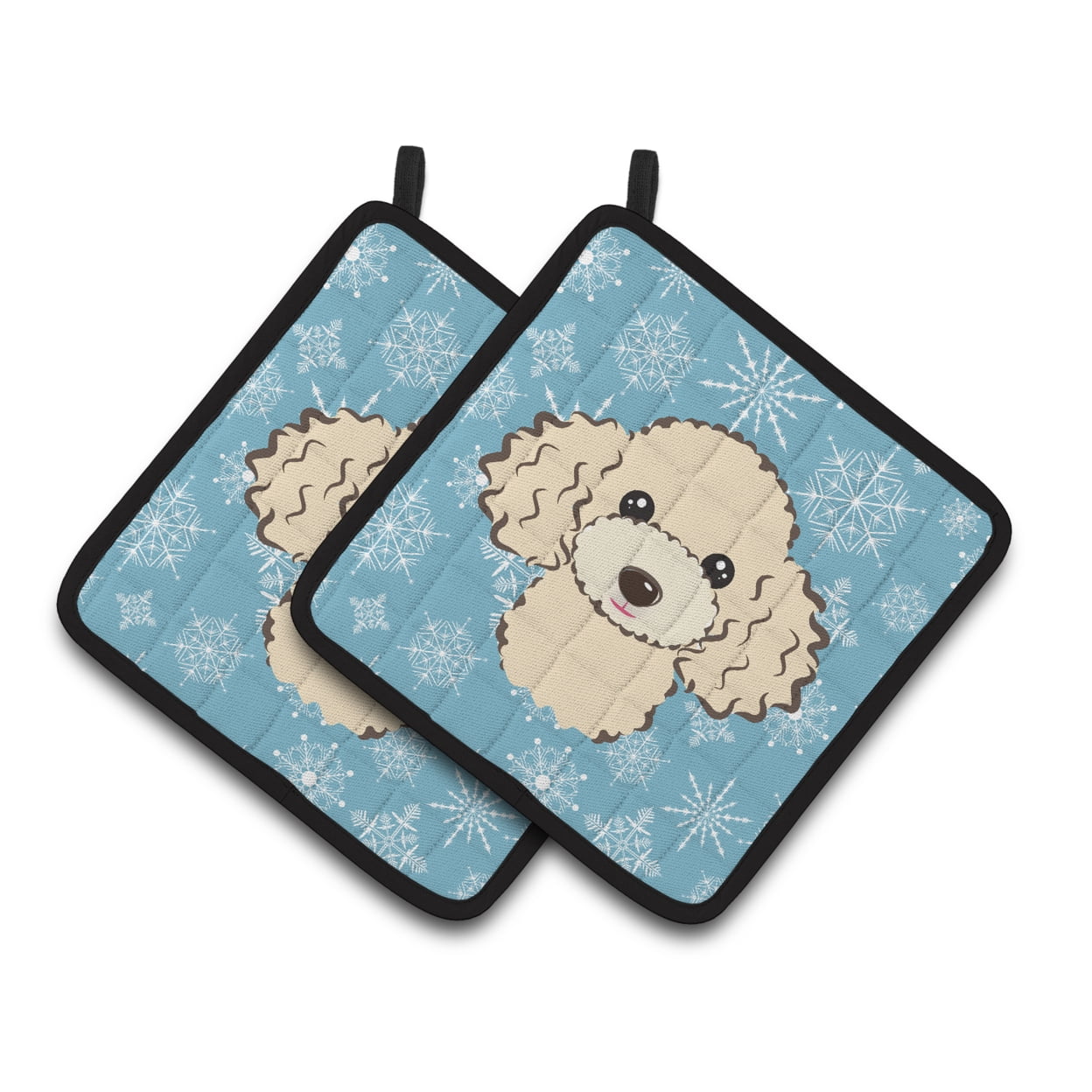 Caroline's Treasures BB1692PTHD Snowflake Buff Poodle Pair of Pot Holders , 7.5HX7.5W, multicolor