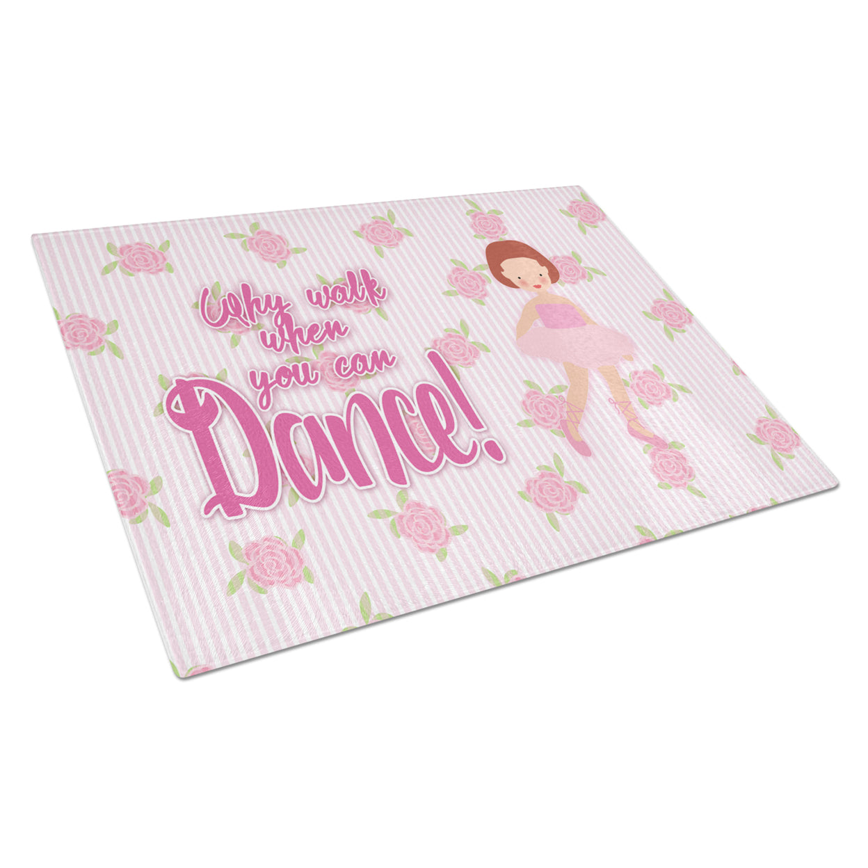 Caroline's Treasures Ballet Red Short Hair Glass Cutting Board Large