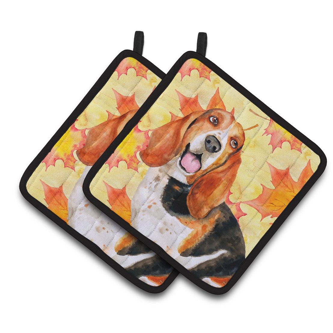 Basset Hound Fall Pair of Pot Holders