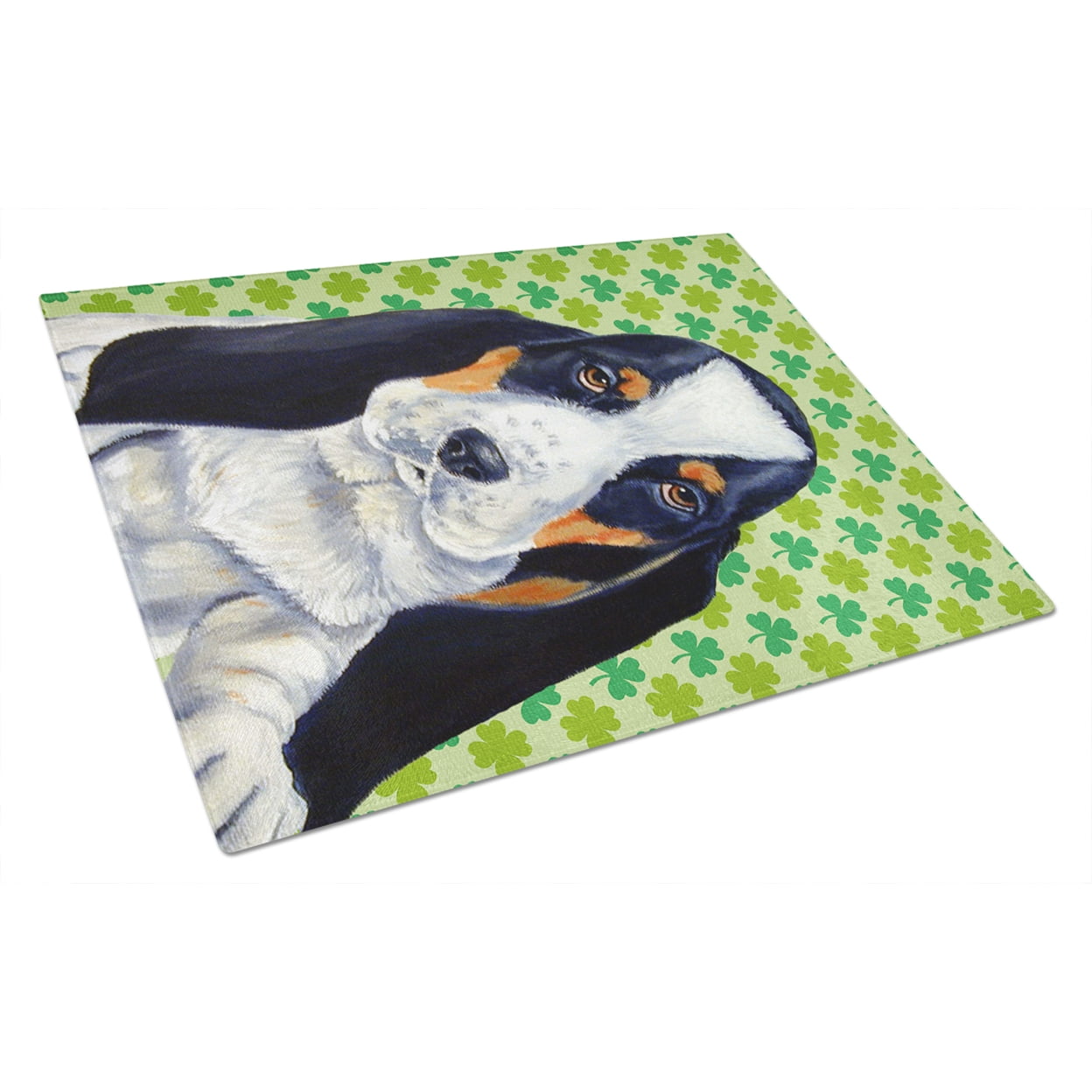 Caroline's Treasures Basset Hound St. Patrick's Day Shamrock Portrait Glass Cutting Board Large