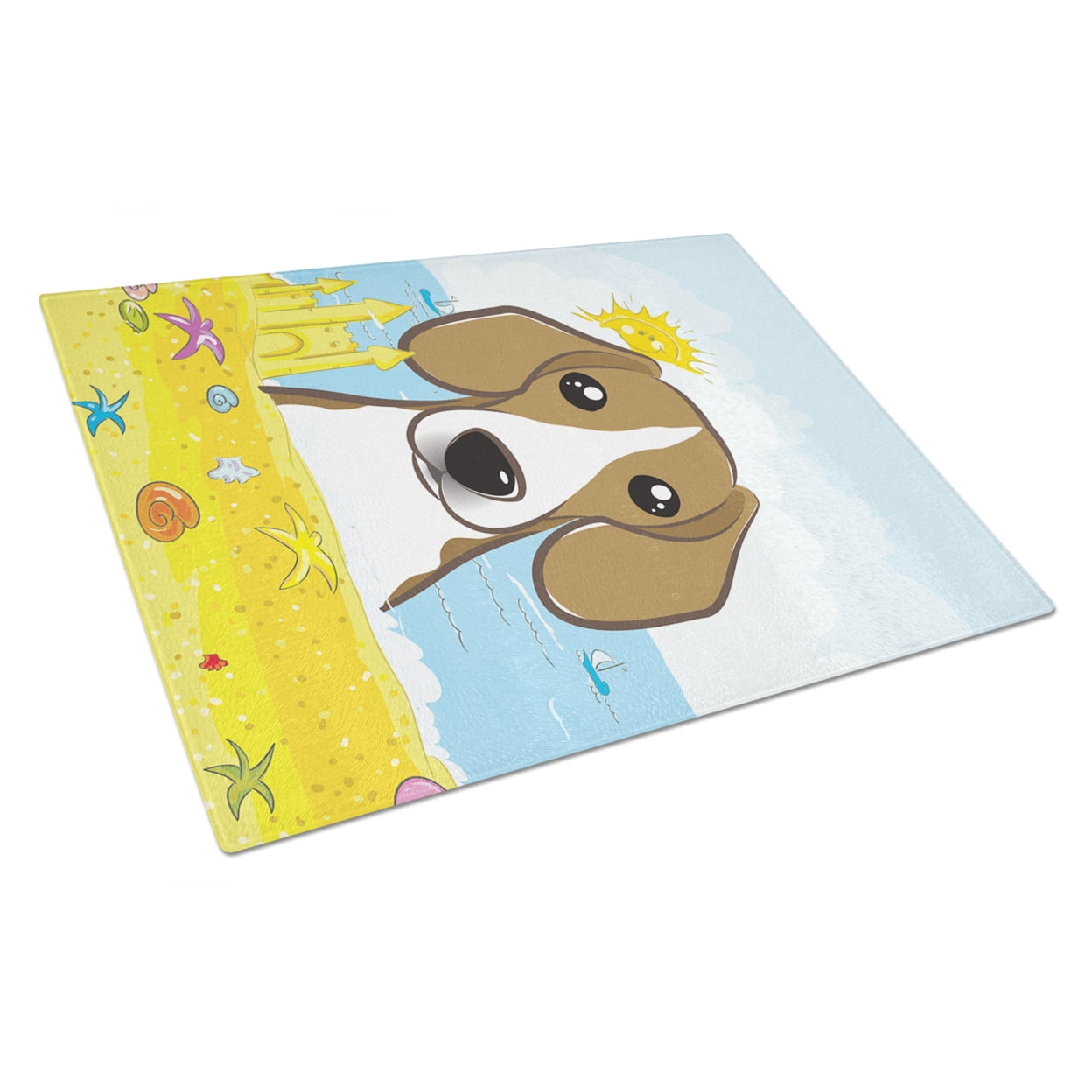 Caroline's Treasures Beagle Summer Beach Glass Cutting Board Large