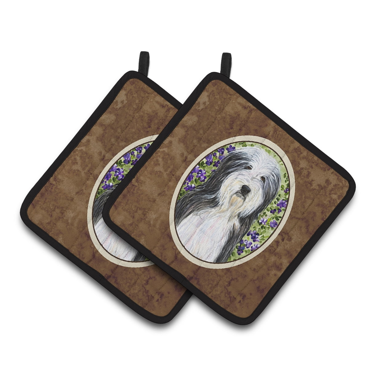 Caroline's Treasures Bearded Collie Pair of Pot Holders
