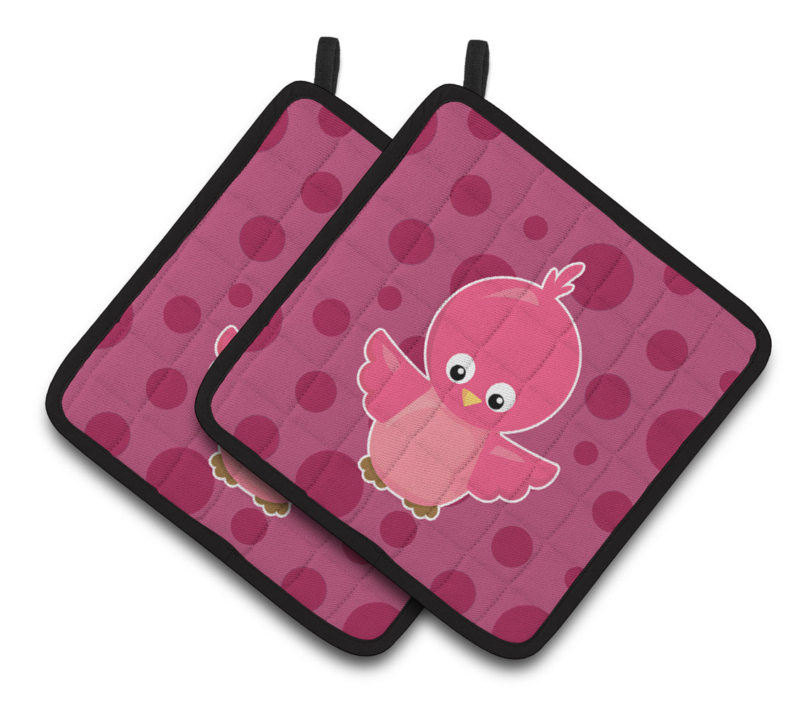 Caroline's Treasures Bird on Pink Polkadots Pair of Pot Holders
