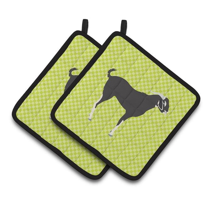 Caroline's Treasures Black Bengal Goat Green Pair of Pot Holders