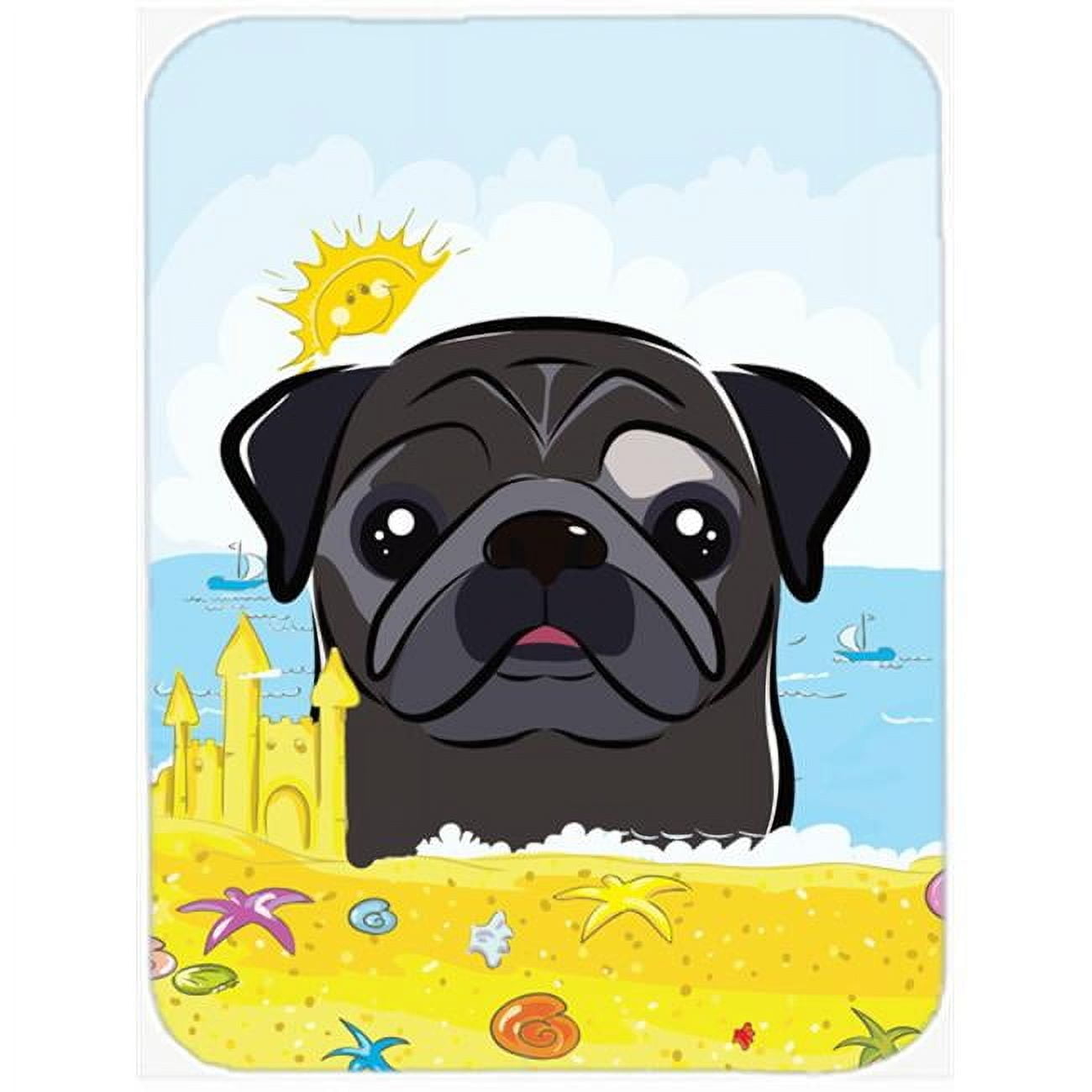 Caroline's Treasures Black Pug Summer Beach Glass Cutting Board Large