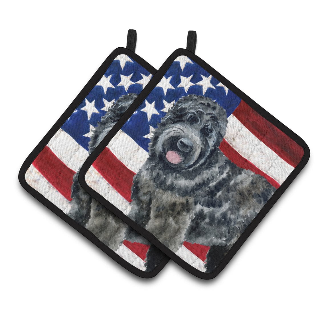 Caroline's Treasures Black Russian Terrier Patriotic Pair of Pot Holders