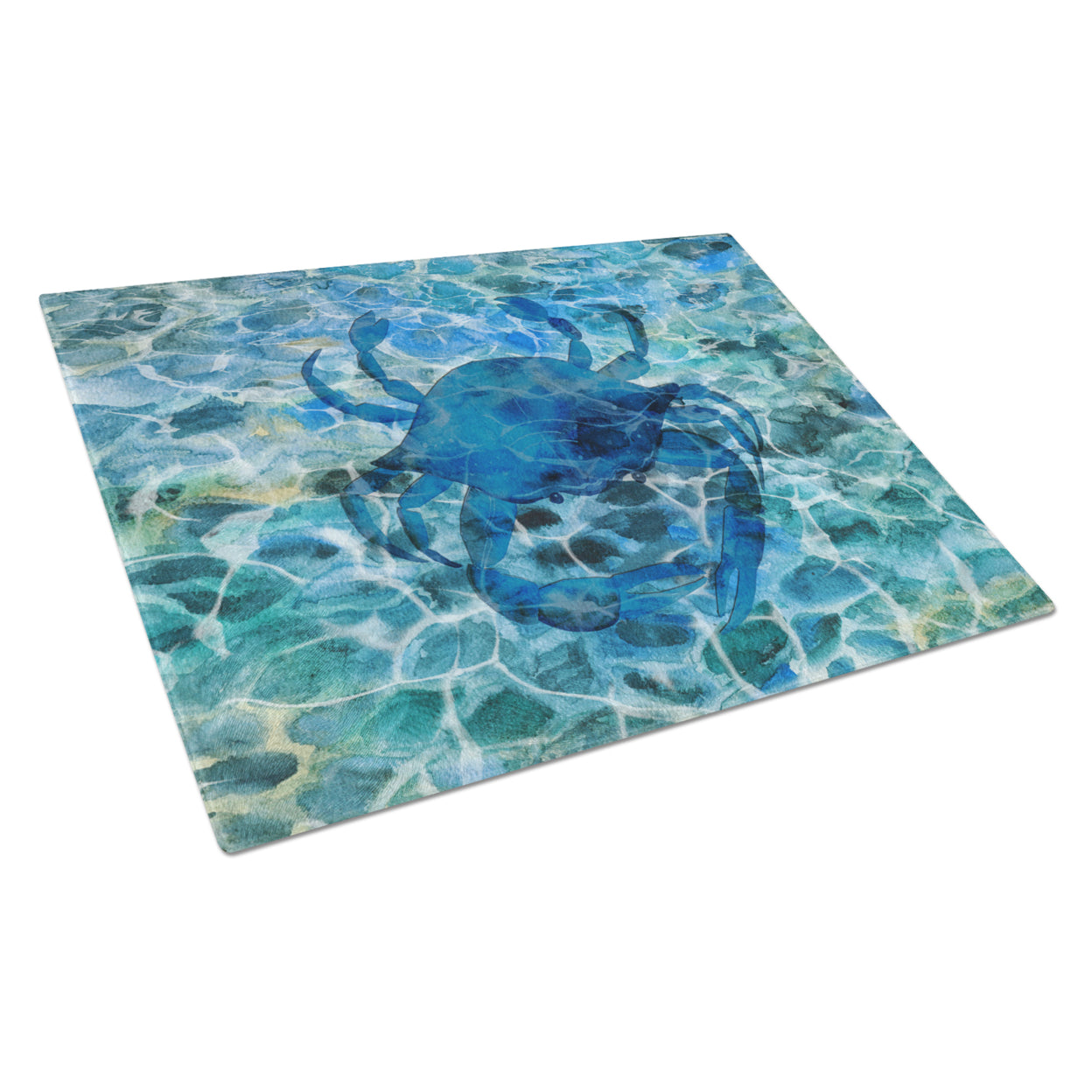 Caroline's Treasures Blue Crab Under Water Glass Cutting Board Large