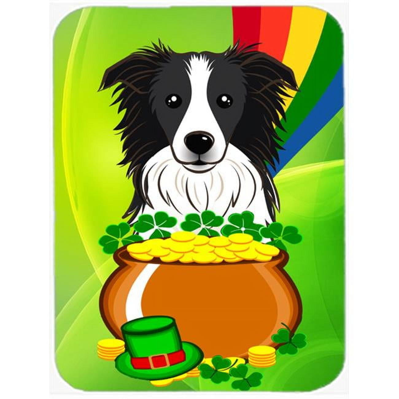 Caroline's Treasures Border Collie St. Patrick's Day Glass Cutting Board Large