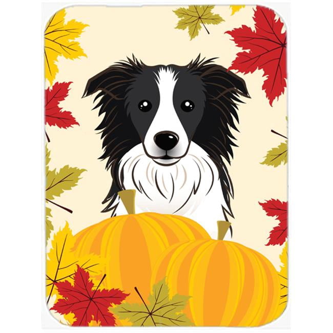 Caroline's Treasures Border Collie Thanksgiving Glass Cutting Board Large