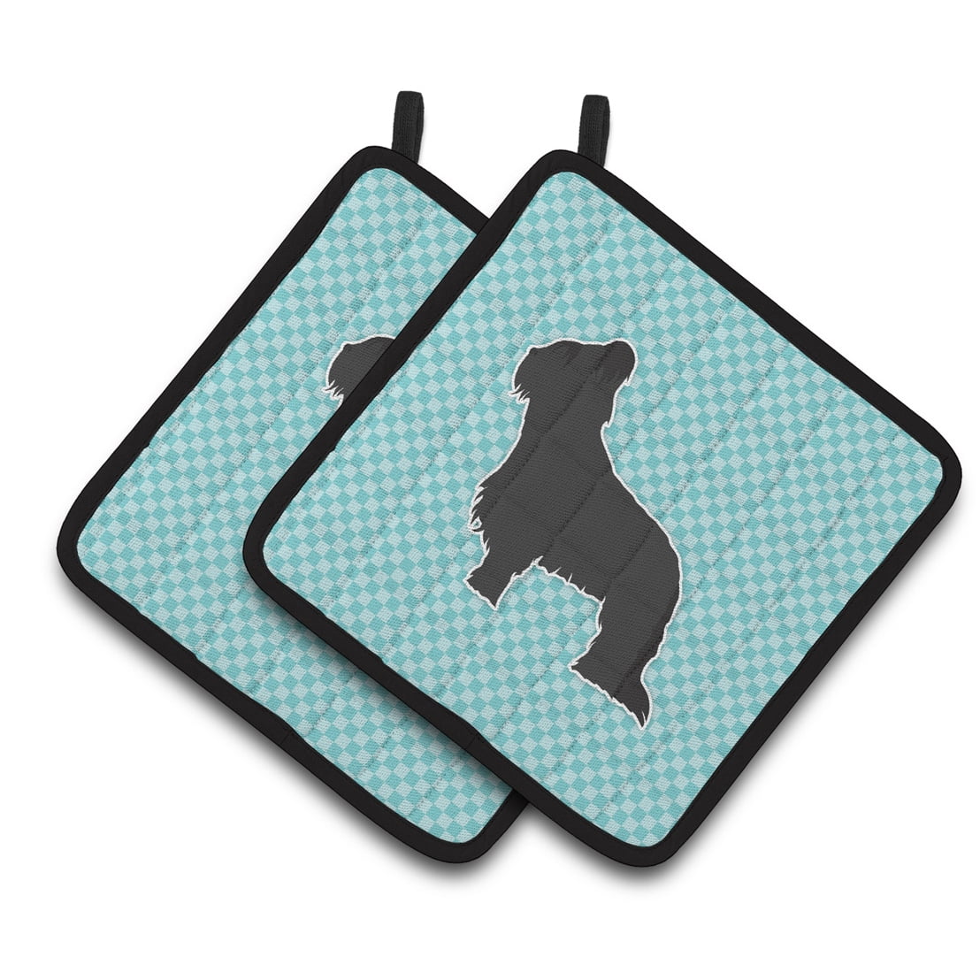 Caroline's Treasures Briard Checkerboard Blue Pair of Pot Holders